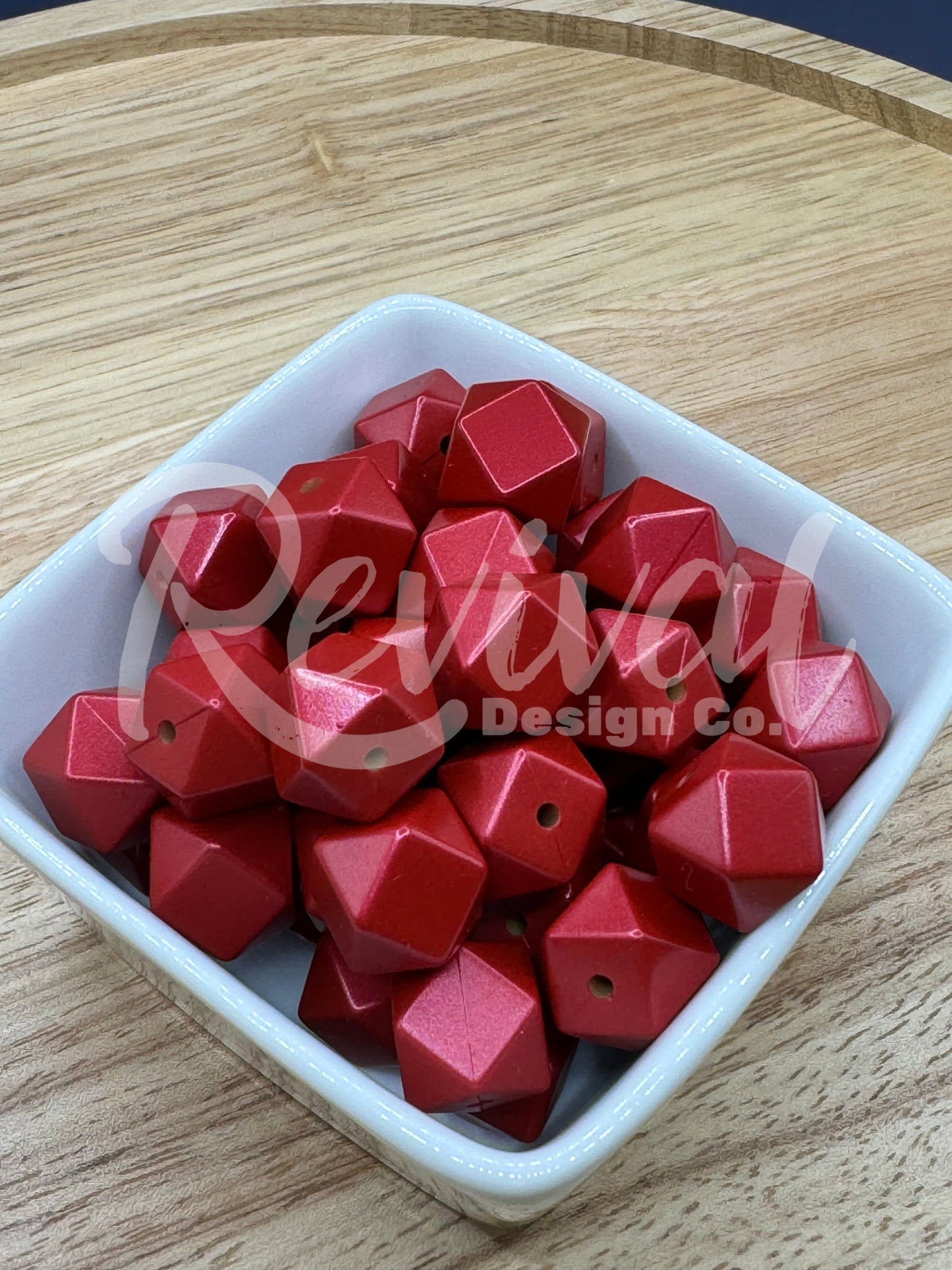 Cranberry - 14mm Metallic Silicone Hexagon
