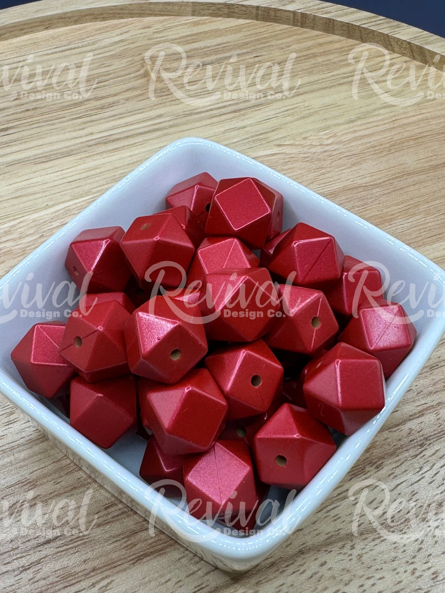 Cranberry - 14mm Metallic Silicone Hexagon