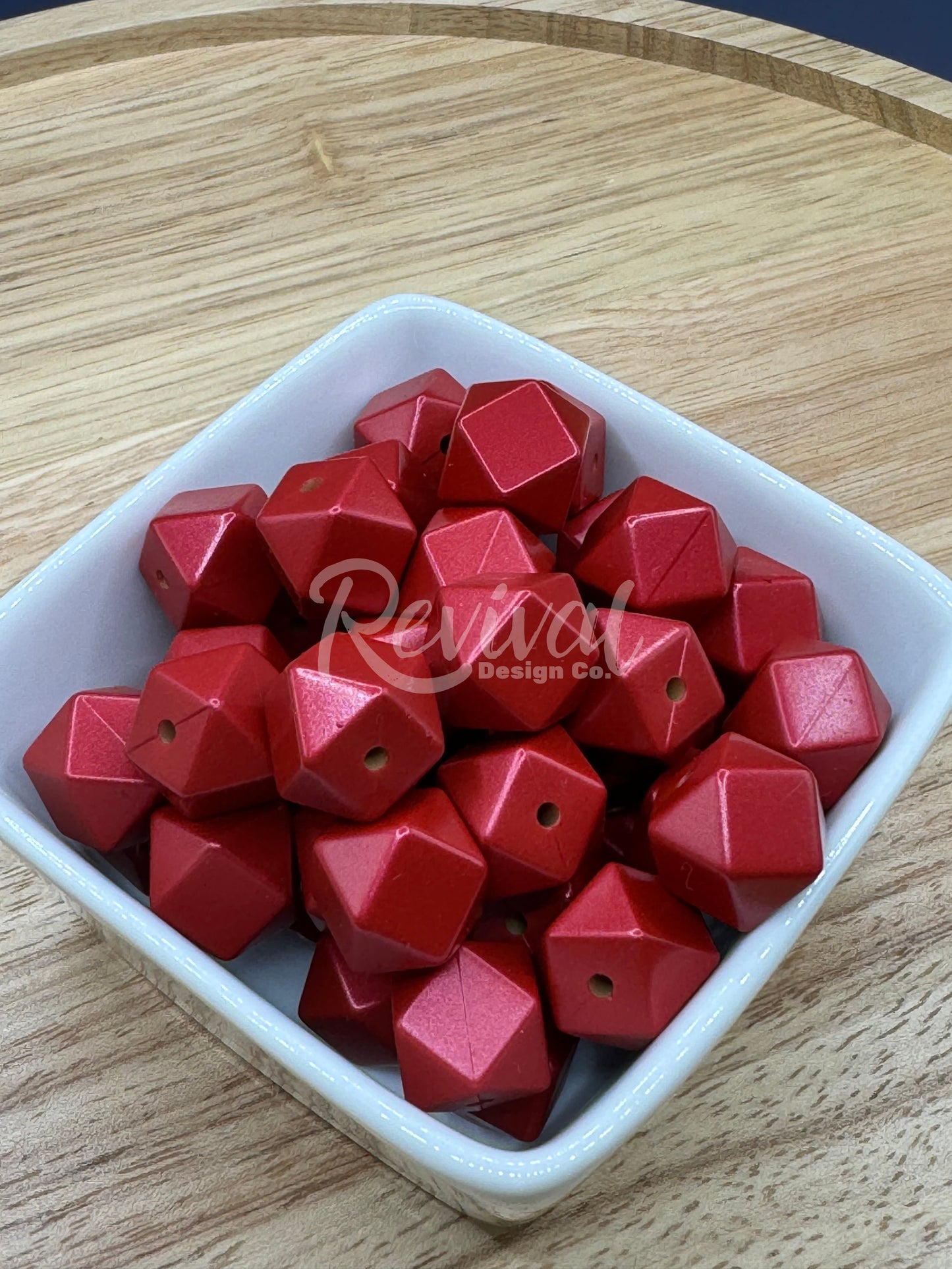 Cranberry - 14mm Metallic Silicone Hexagon