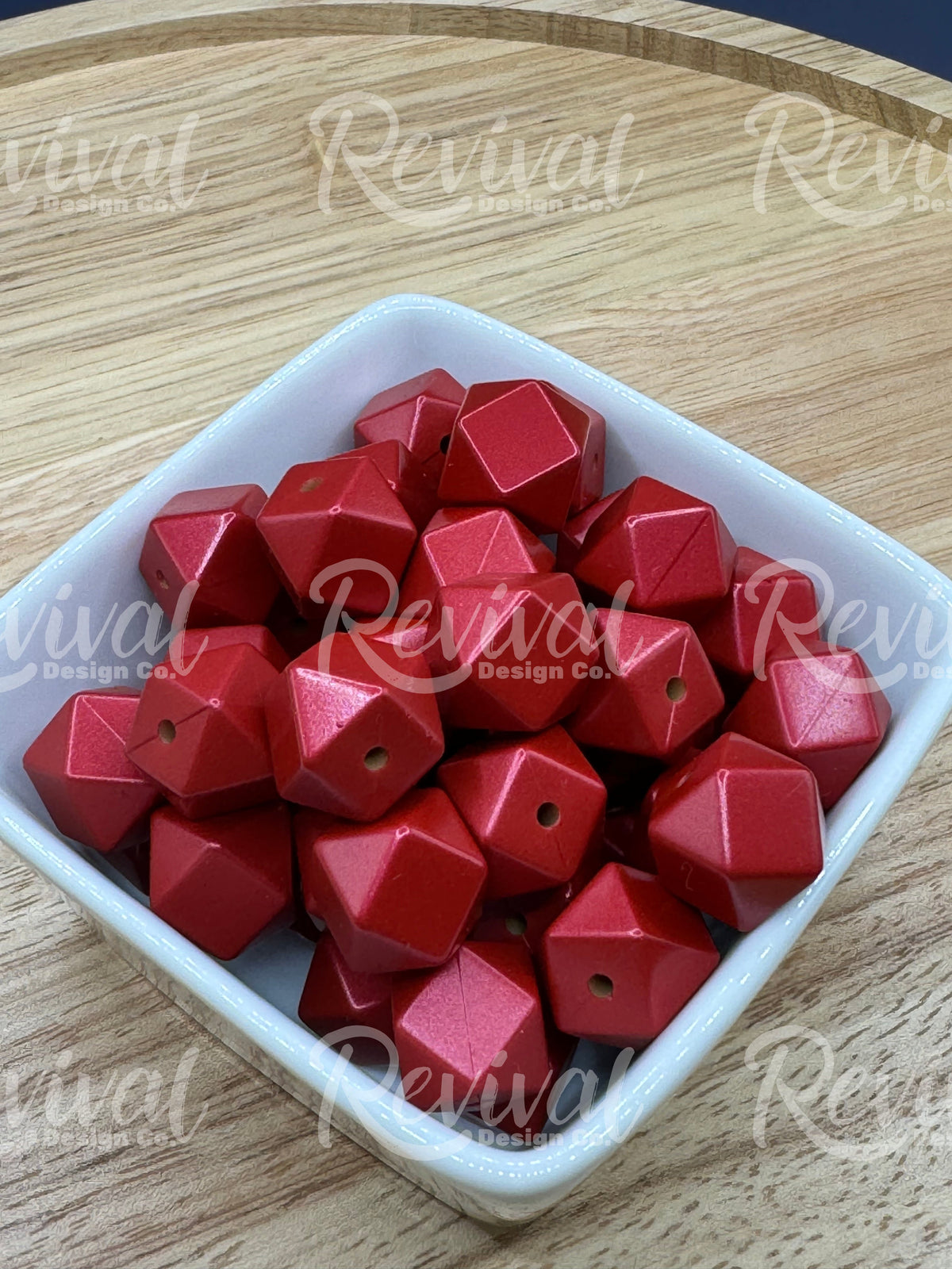 Cranberry - 14mm Metallic Silicone Hexagon