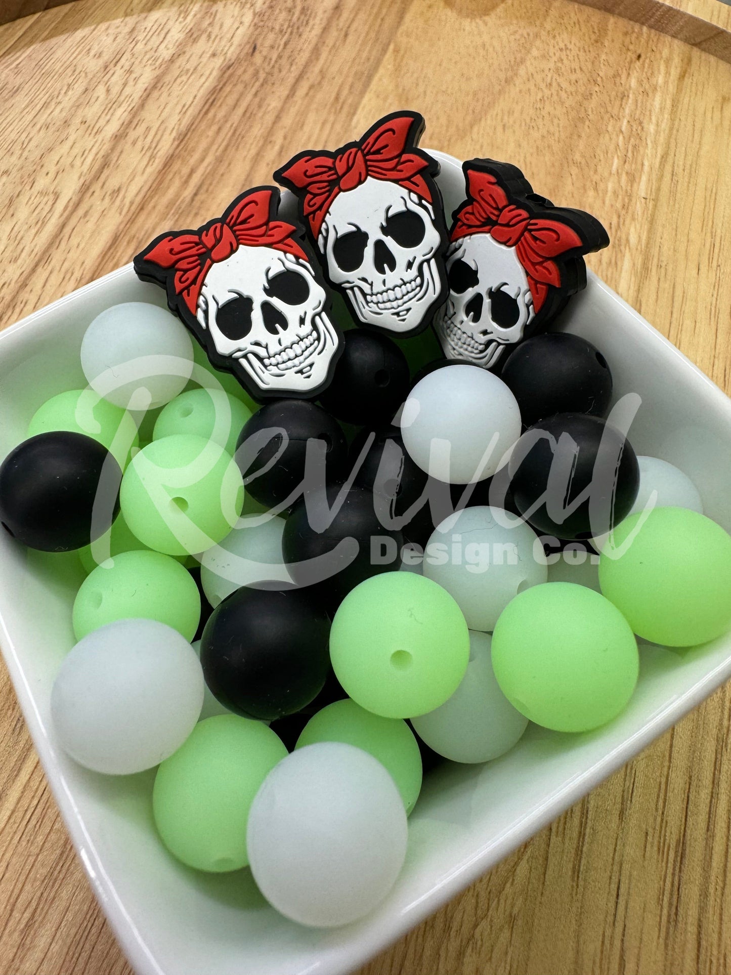 Toxic Sludge Color Mix - Focals & 15mm Silicone Beads - 50 Pack