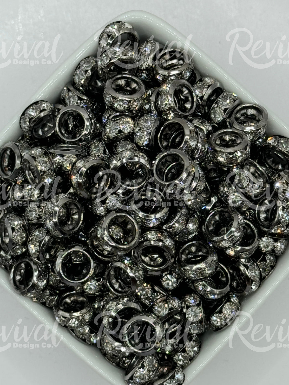 Chunky Rhinestone Spacer - Gun Metal