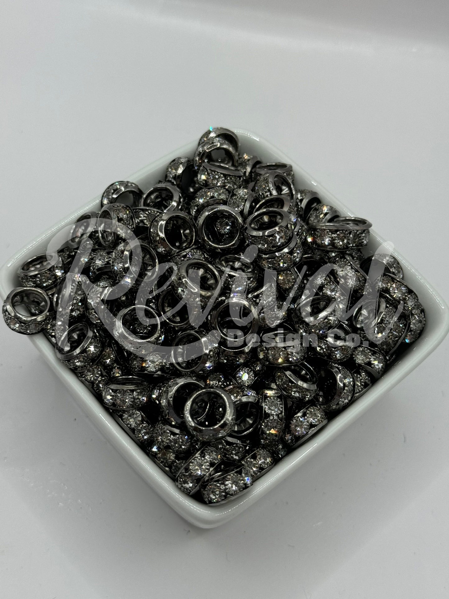 Chunky Rhinestone Spacer - Gun Metal