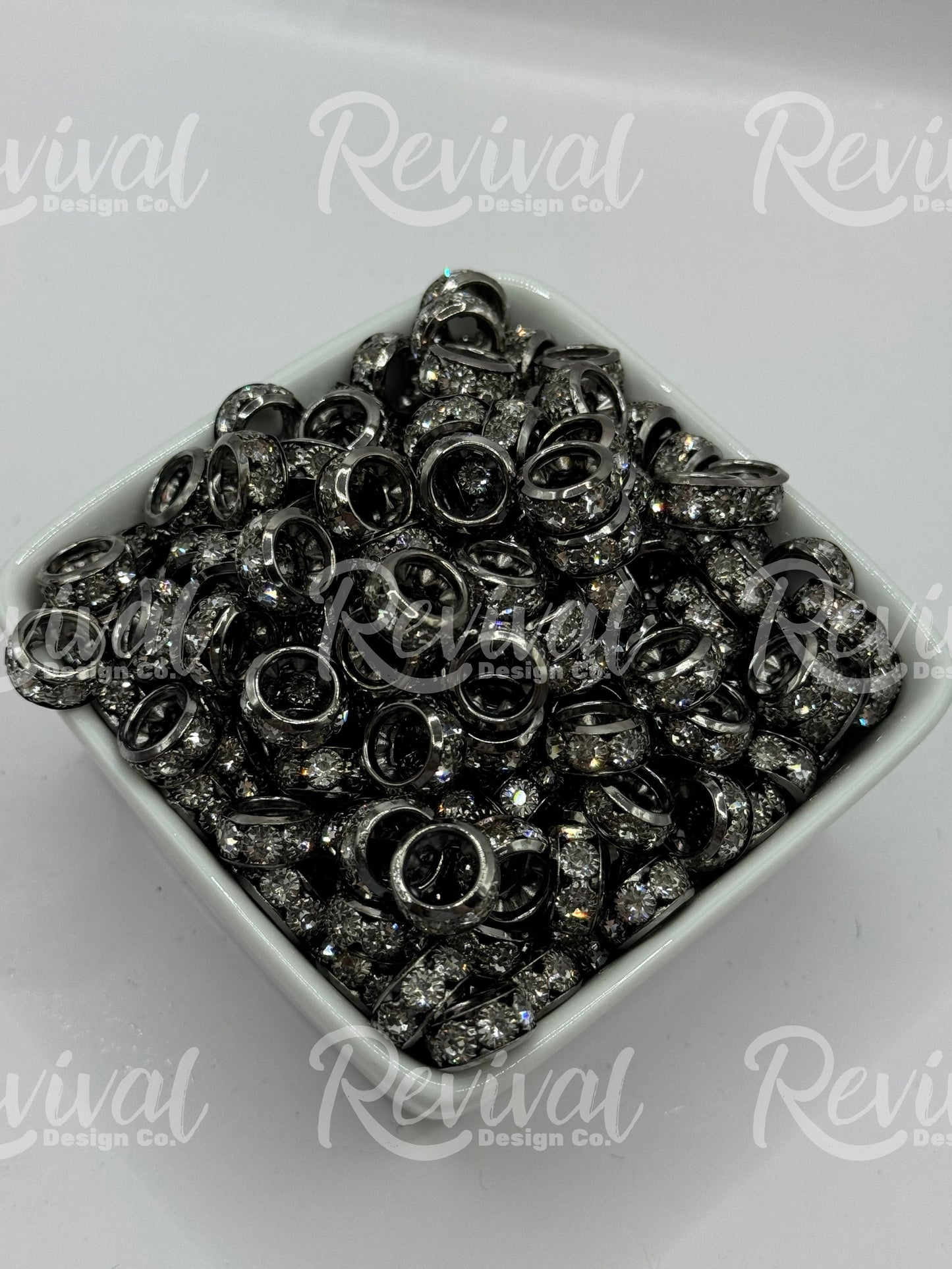 Chunky Rhinestone Spacer - Gun Metal