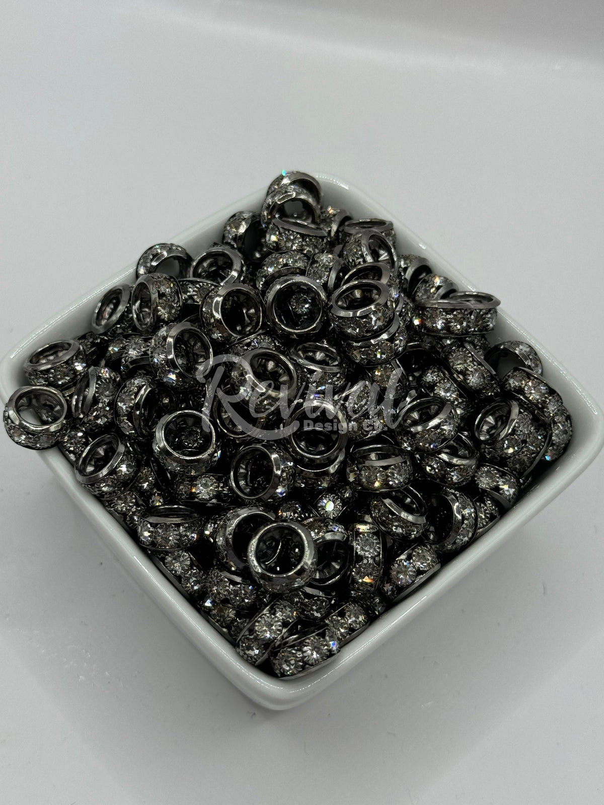Chunky Rhinestone Spacer - Gun Metal