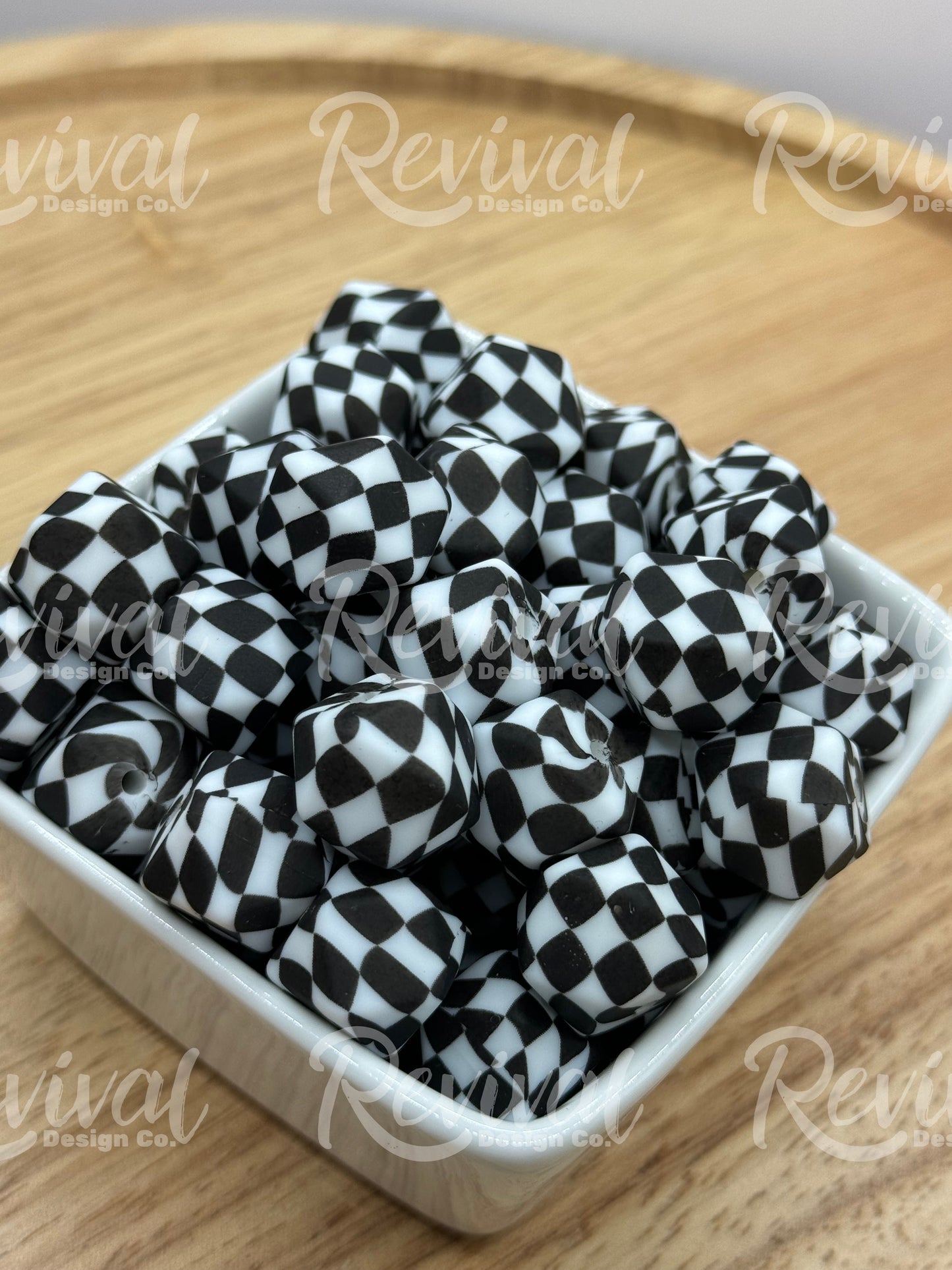 Black Checker - 14mm Silicone Hexagon