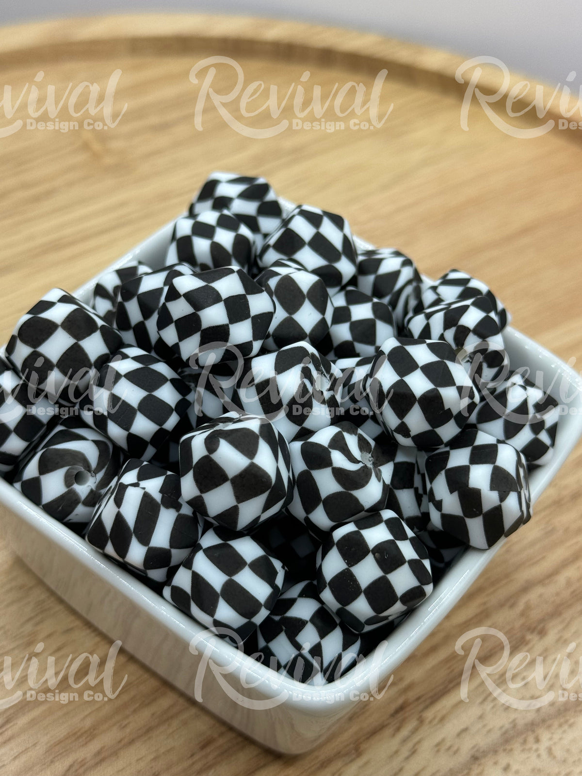 Black Checker - 14mm Silicone Hexagon