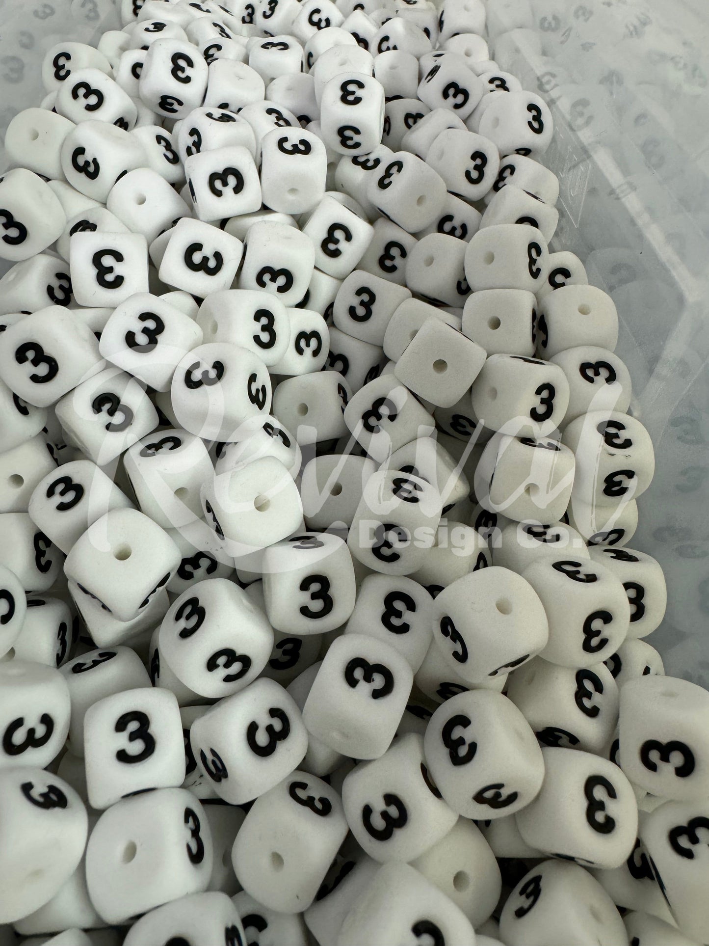 "3" - 12mm Silicone Number Bead