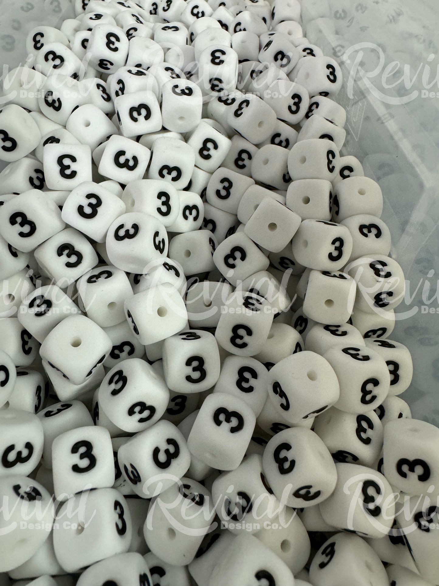 "3" - 12mm Silicone Number Bead
