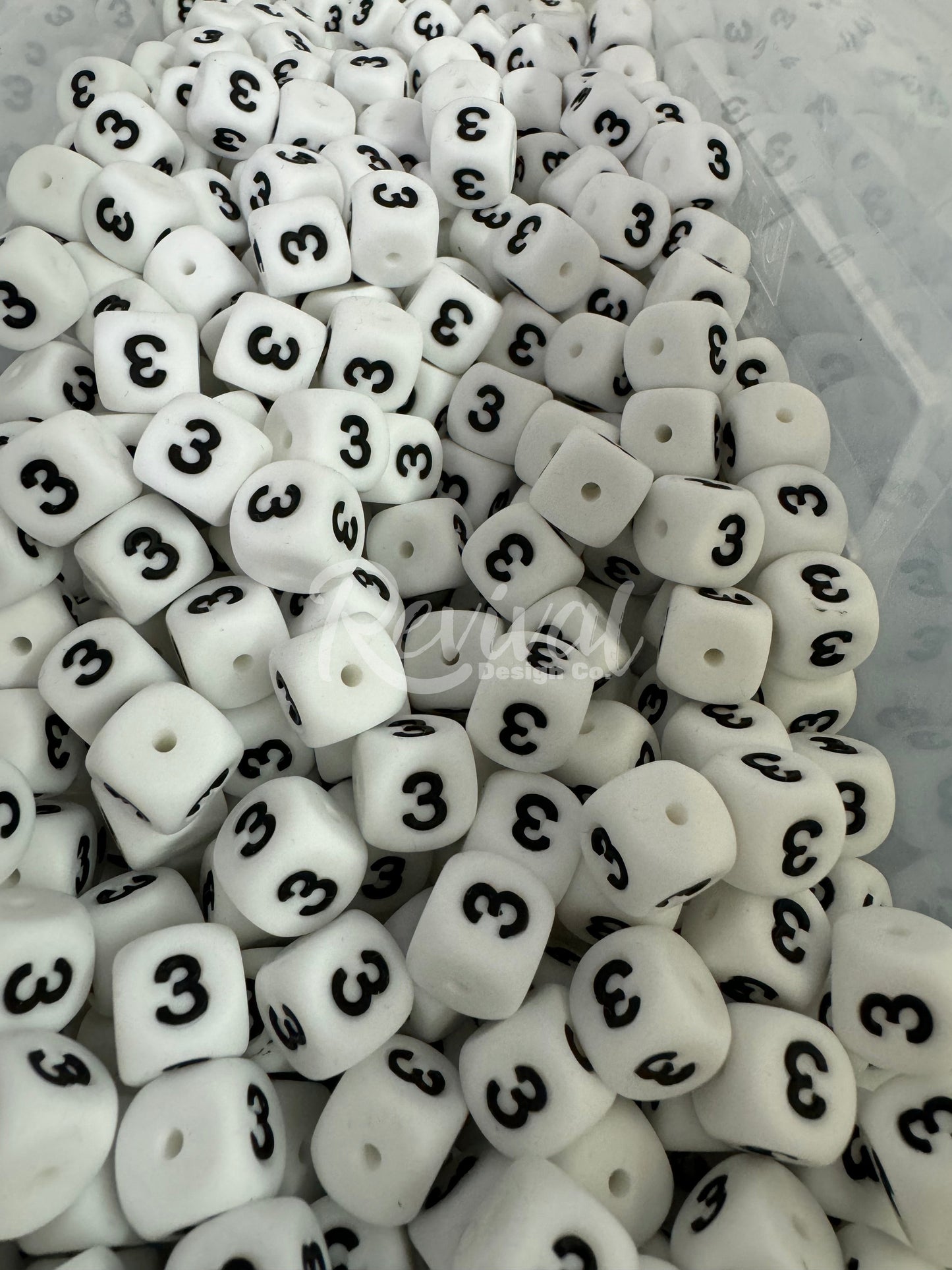 "3" - 12mm Silicone Number Bead