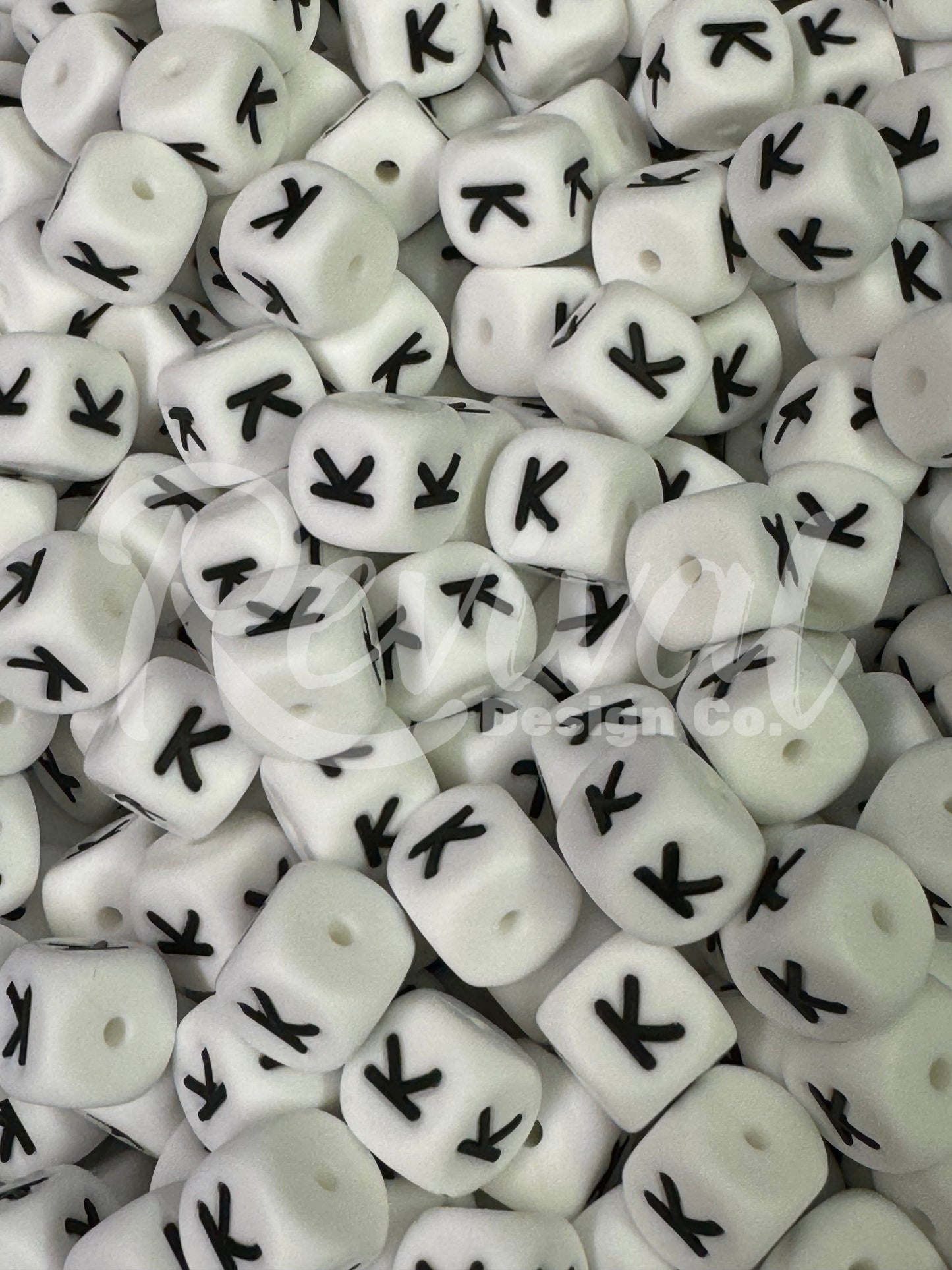 "K" - 12mm Silicone Letter Bead
