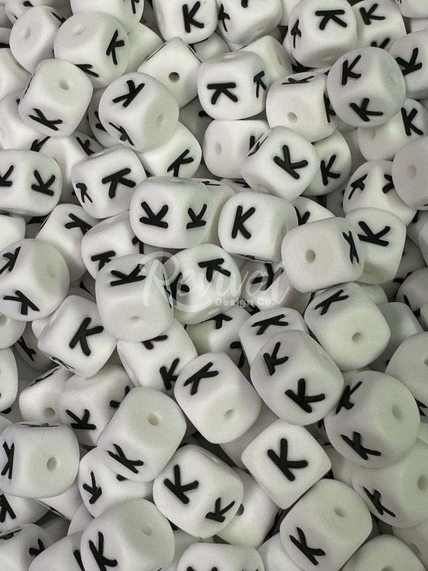 "K" - 12mm Silicone Letter Bead