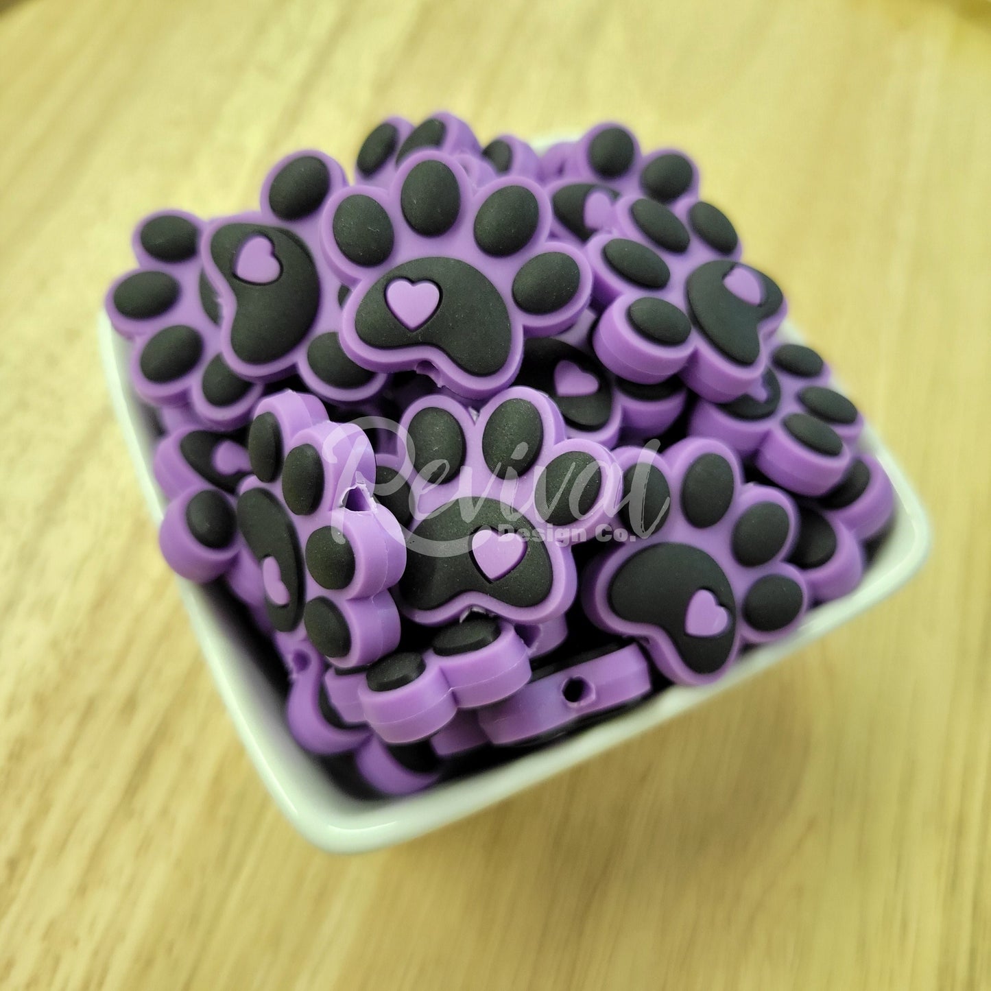 Purple Paw Print - Silicone Focal Bead