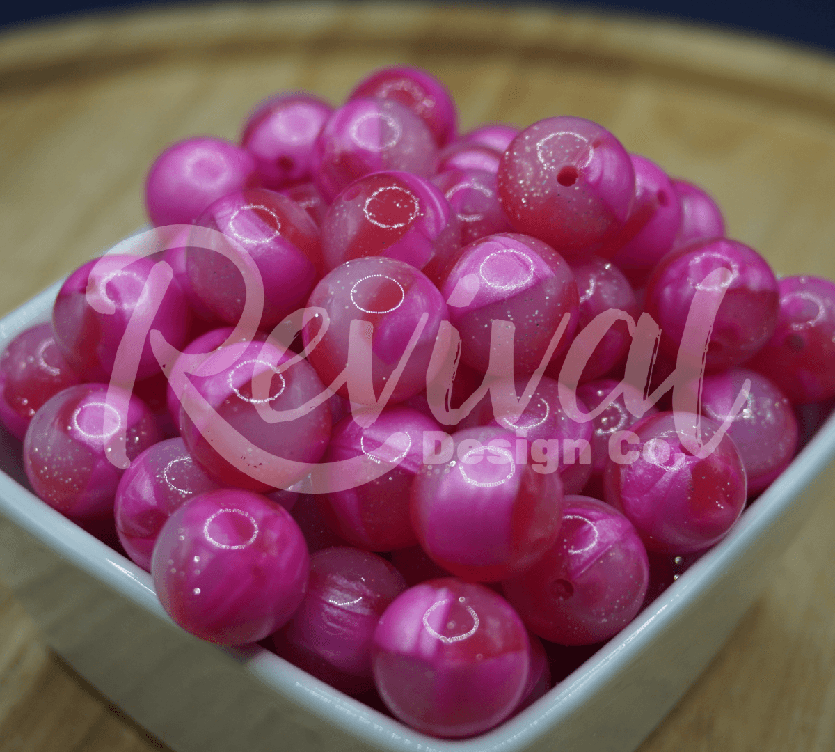 Rose Water - 15mm Glitter Jelly Silicone Bead
