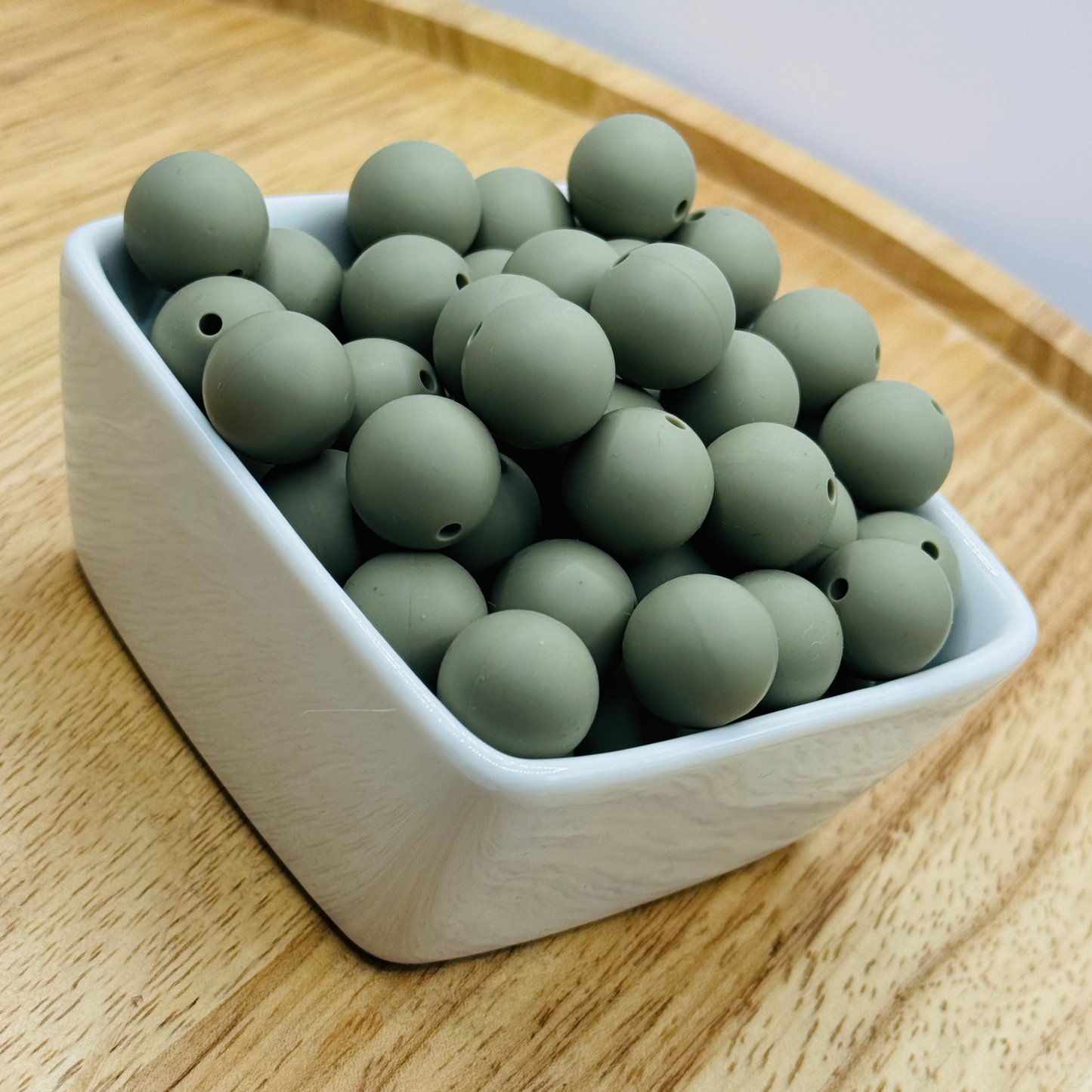 15mm Solid Color Silicone Bead - Safari Green