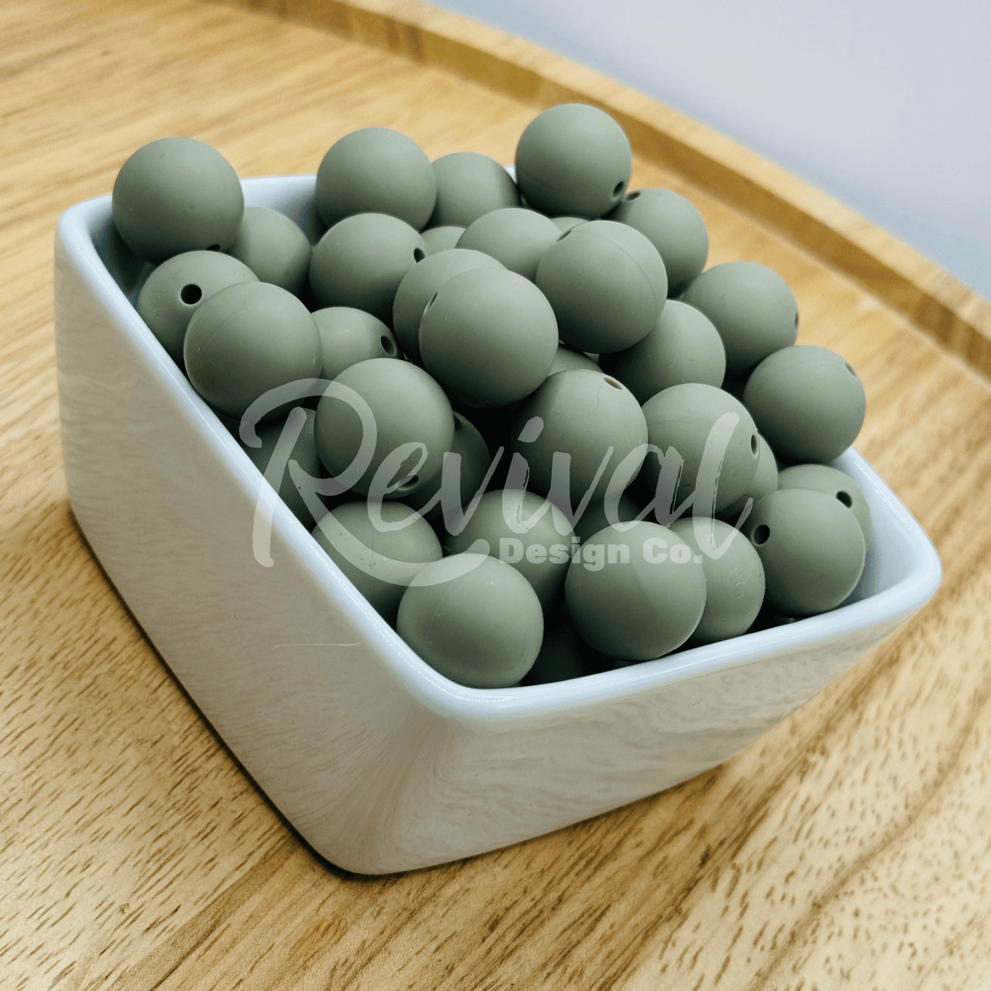 15mm Solid Color Silicone Bead - Safari Green