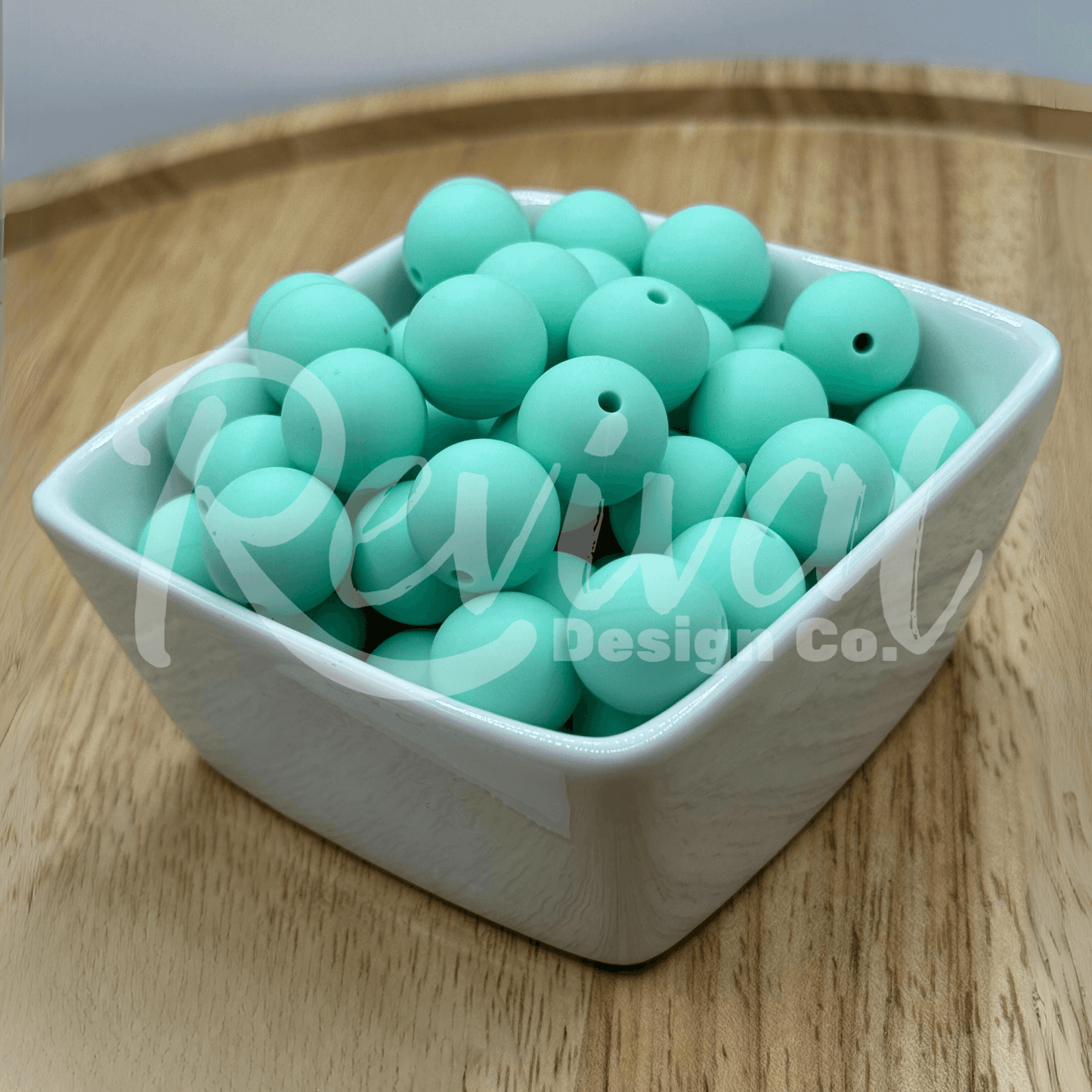 15mm Solid Color Silicone Bead - Sea Foam