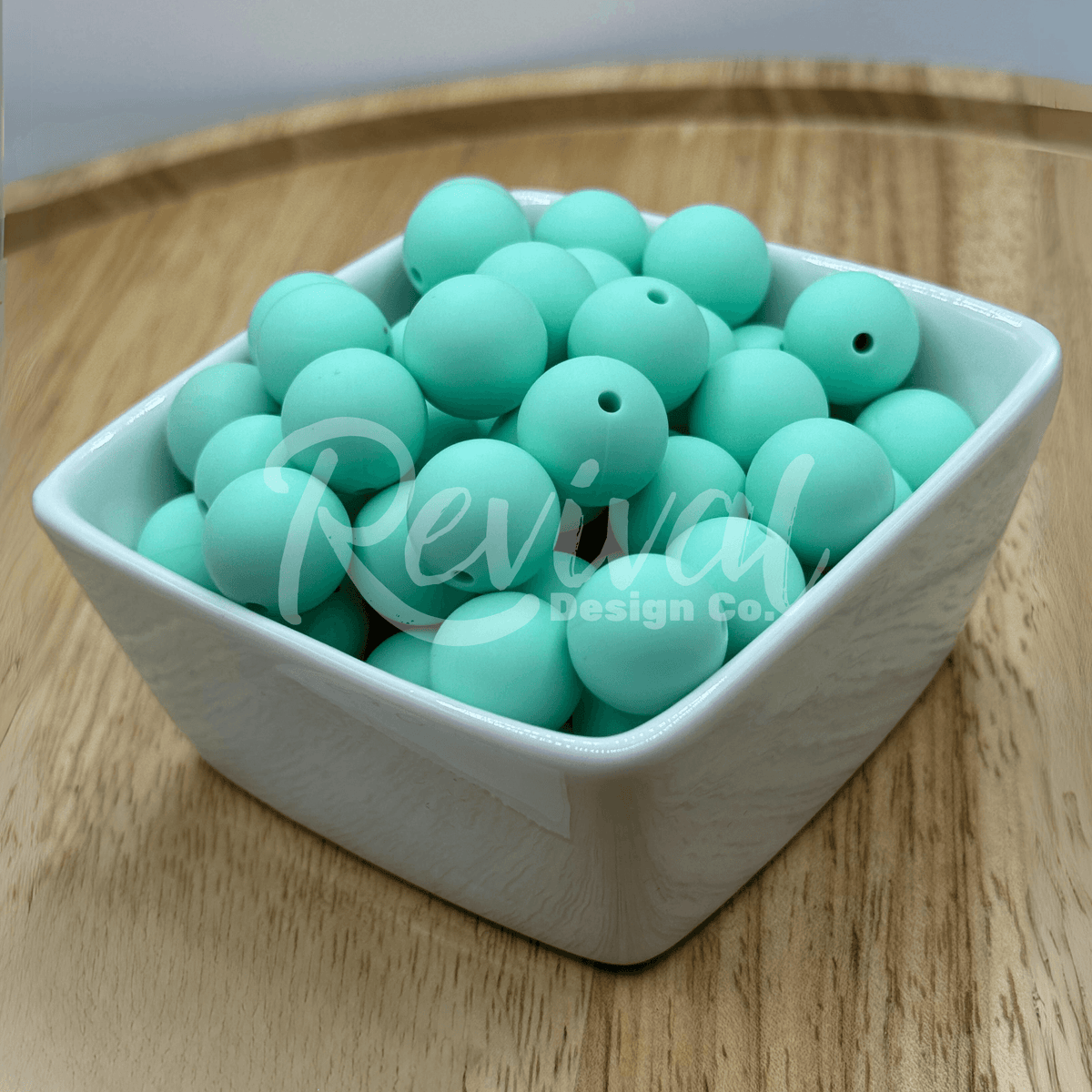 15mm Solid Color Silicone Bead - Sea Foam
