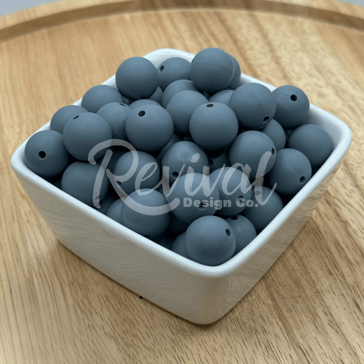 15mm Solid Color Silicone Bead - Storm