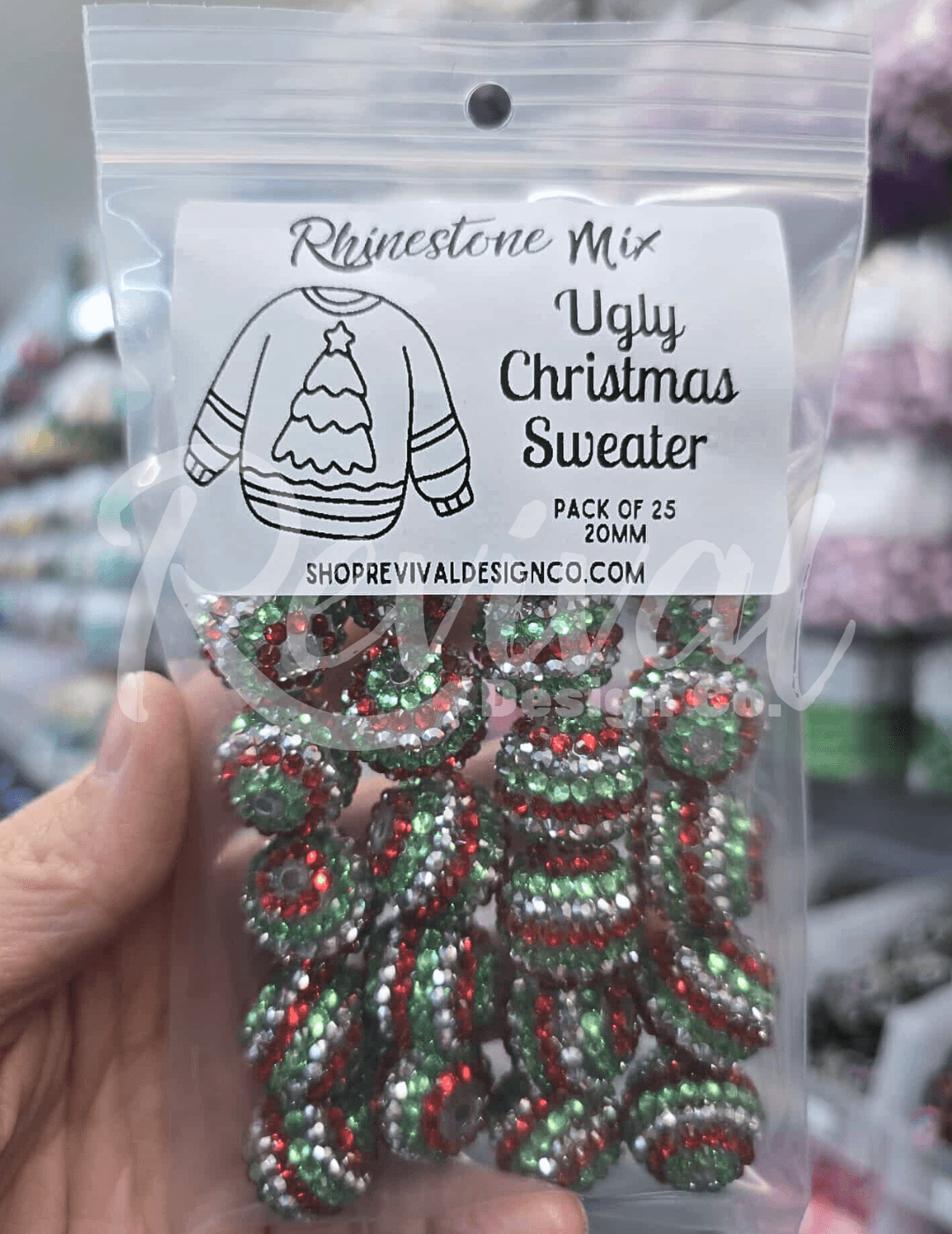 Ugly Christmas Sweater - Rhinestone Bead Color Mix (Pack of 25)