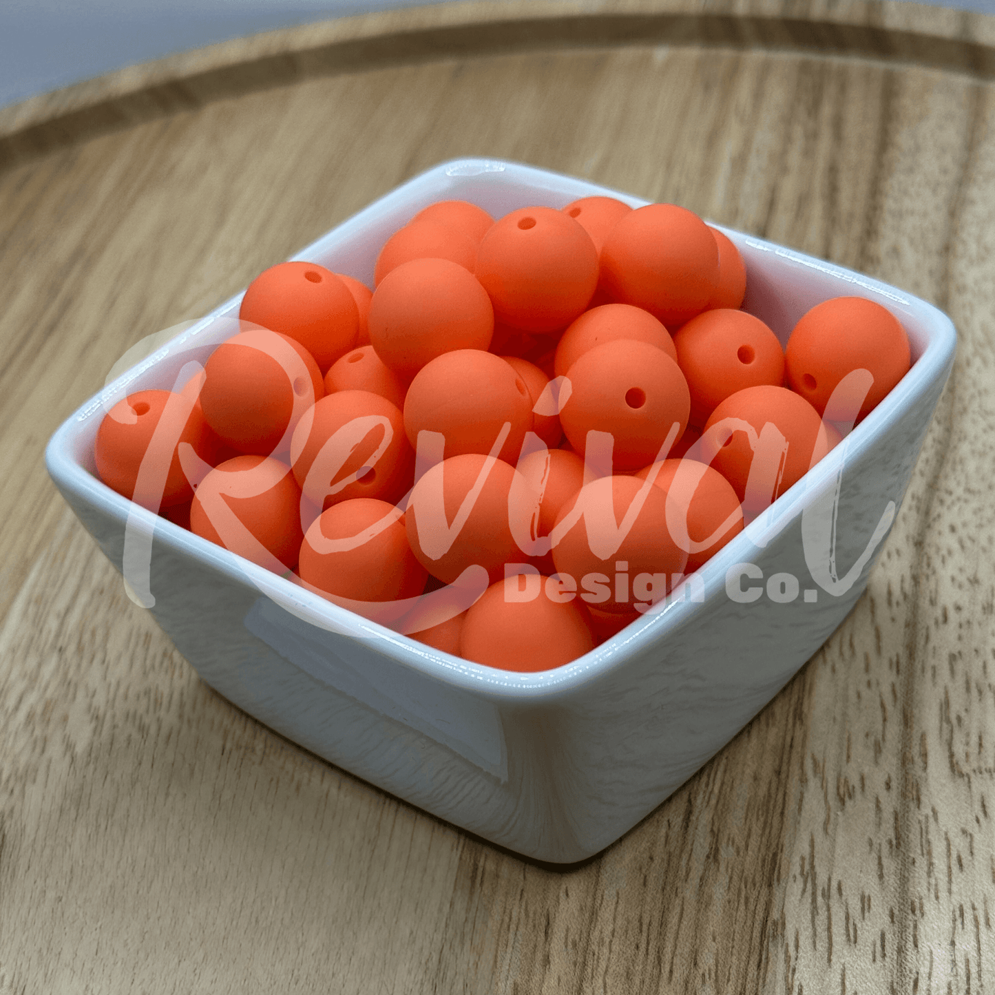 15mm Solid Color Silicone Bead - Tangerine