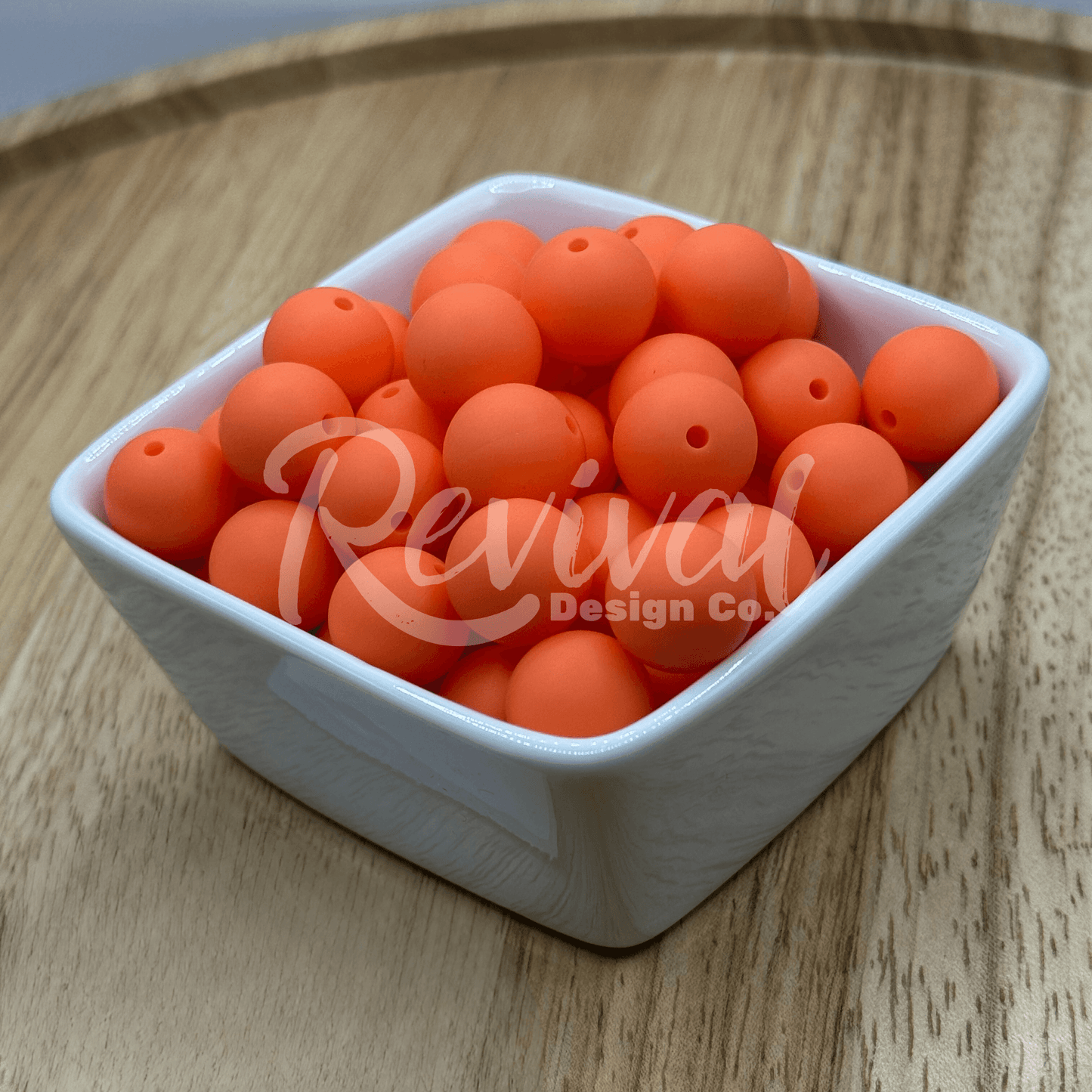 15mm Solid Color Silicone Bead - Tangerine