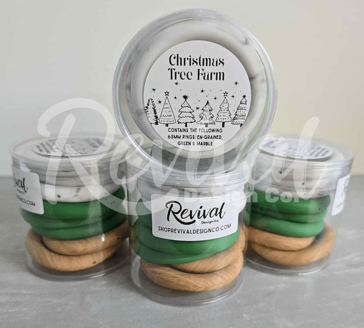 65mm Car Charm Stack - Christmas Tree Farm