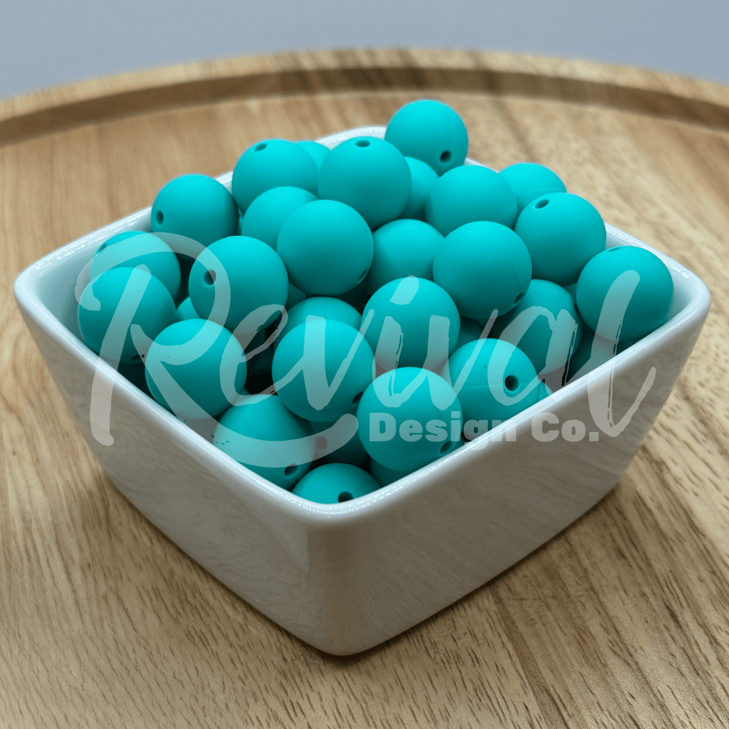 15mm Solid Color Silicone Bead - Turquoise