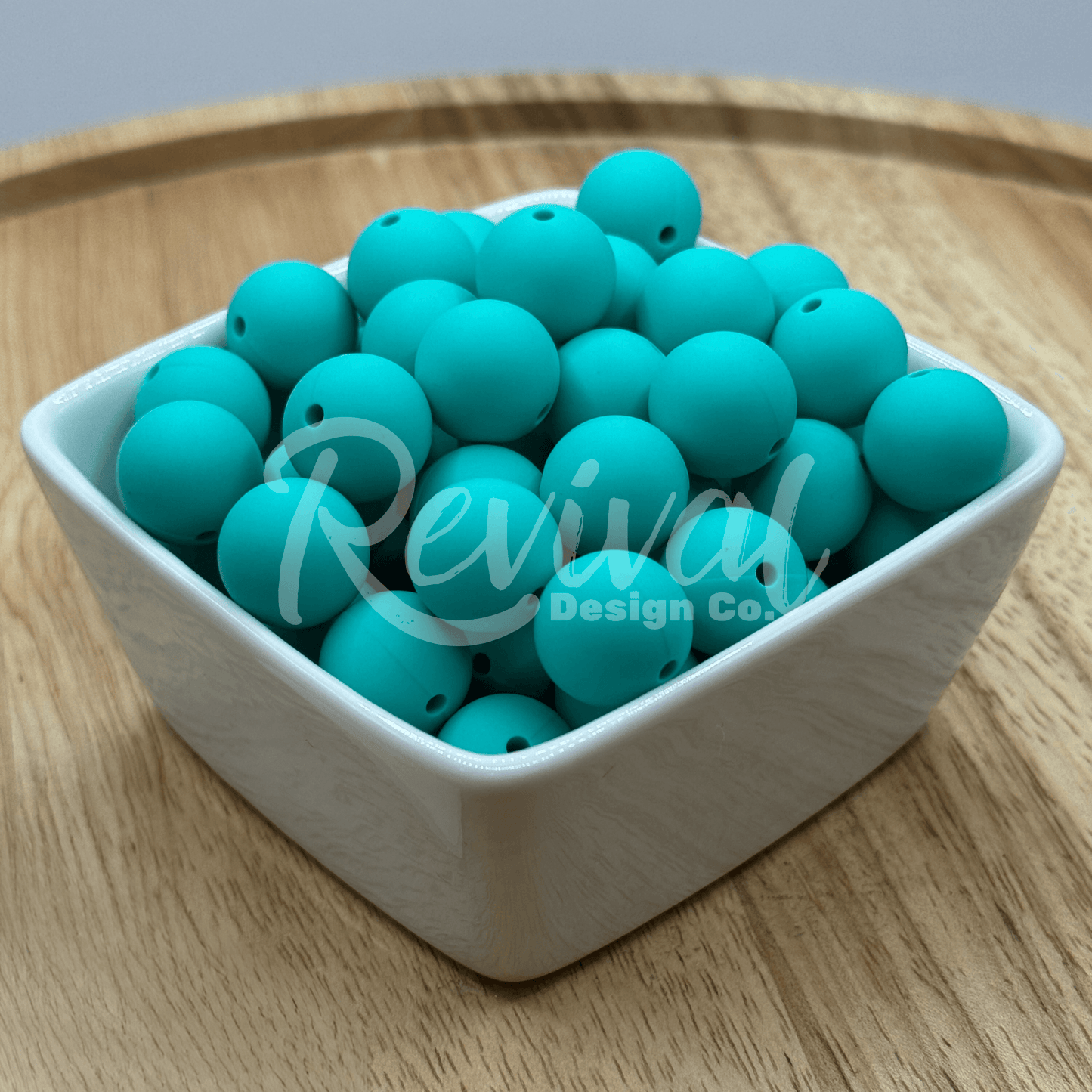 15mm Solid Color Silicone Bead - Turquoise