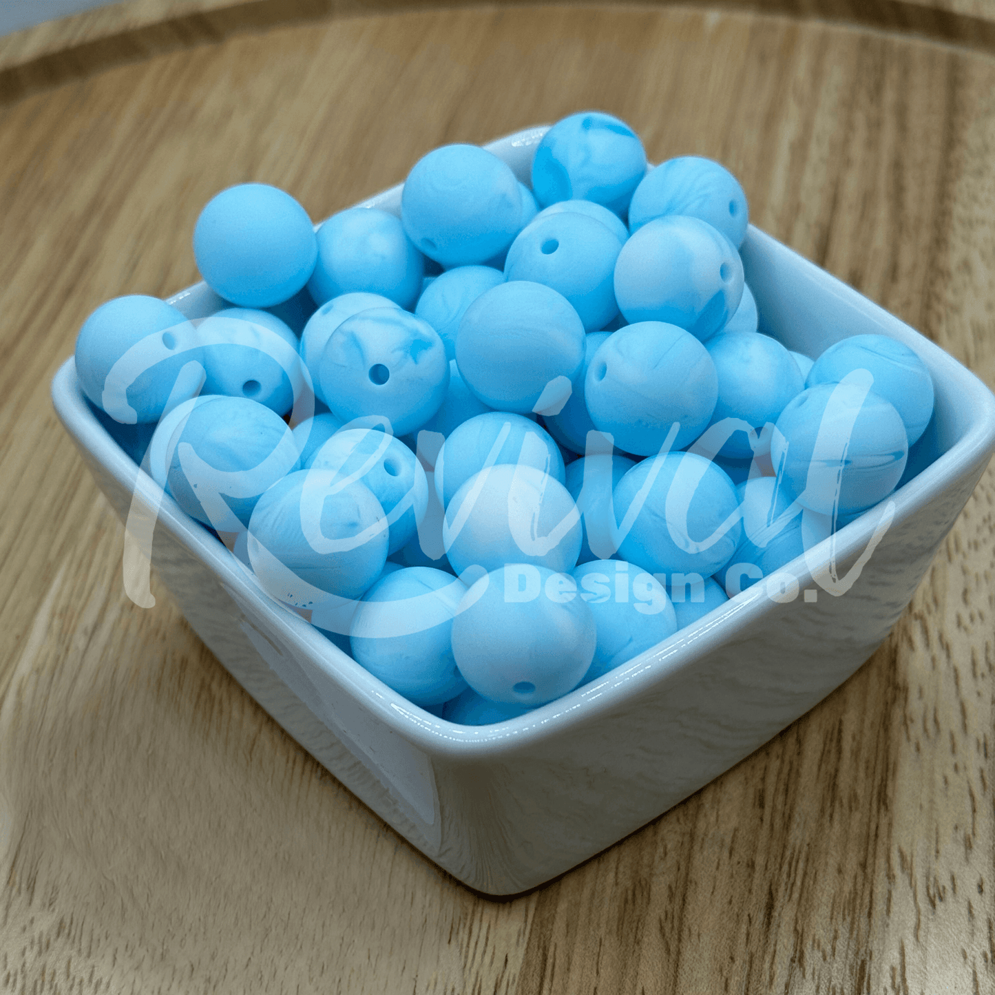 15mm Swirl Silicone Bead - Snow Drift