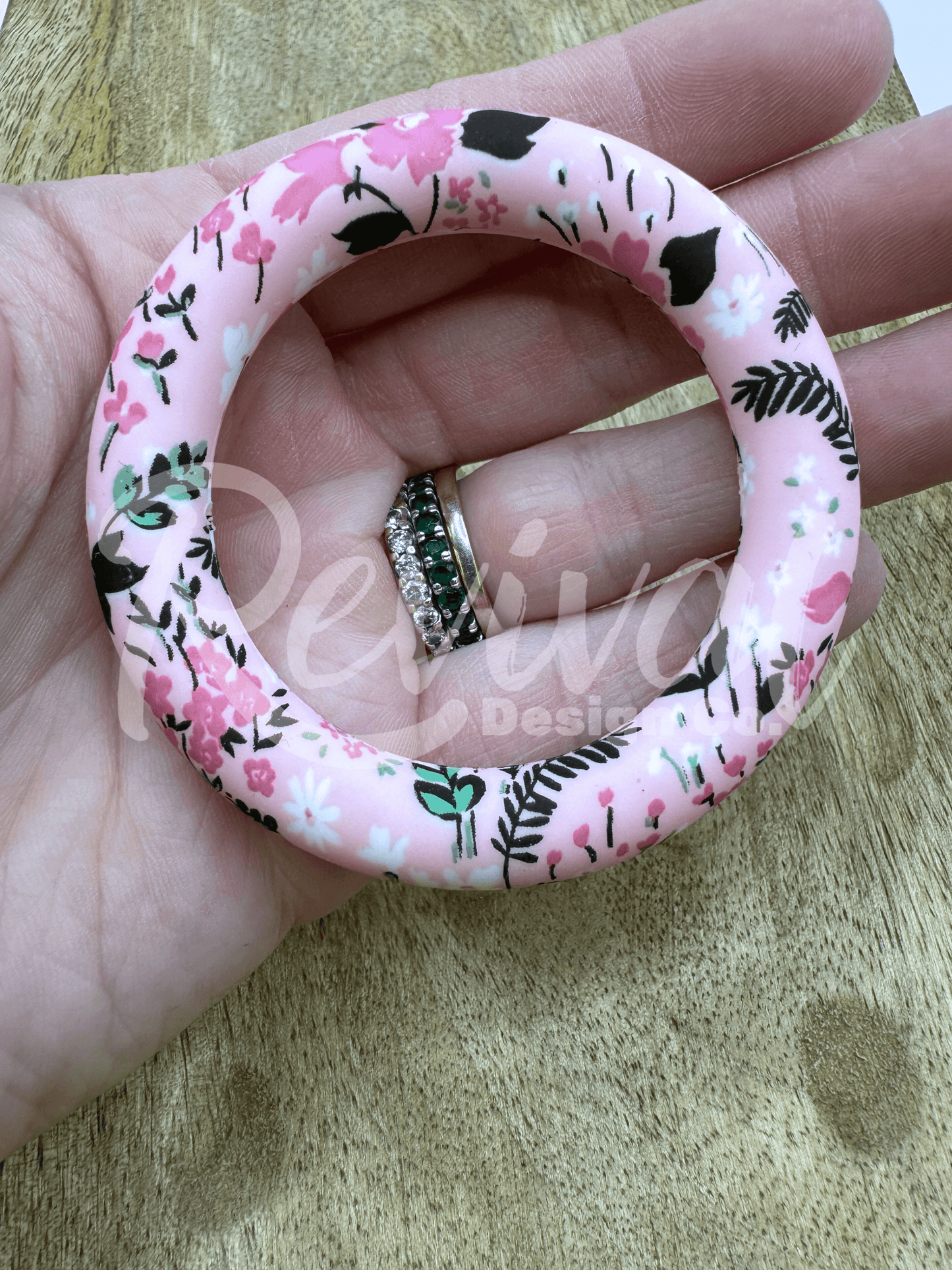 Pink Floral - 65mm Silicone Ring