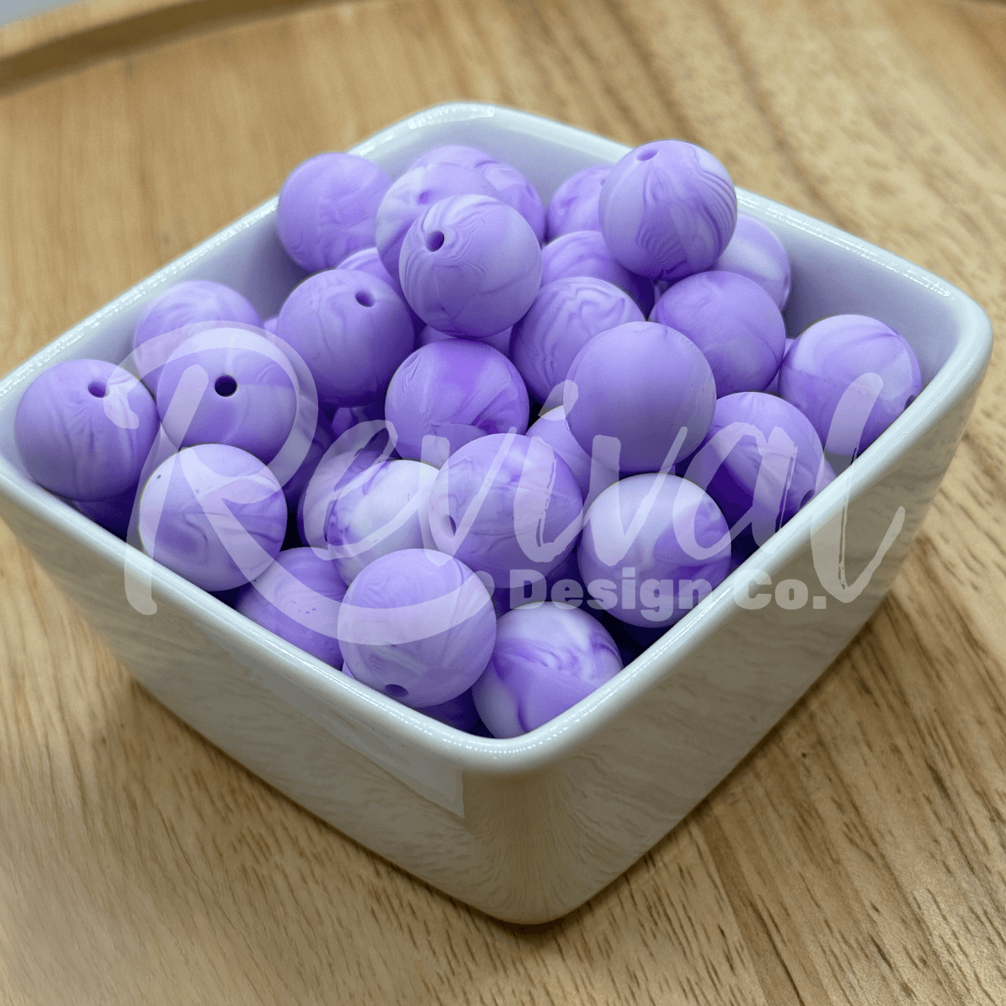 15mm Swirl Silicone Bead - Lavender Fields