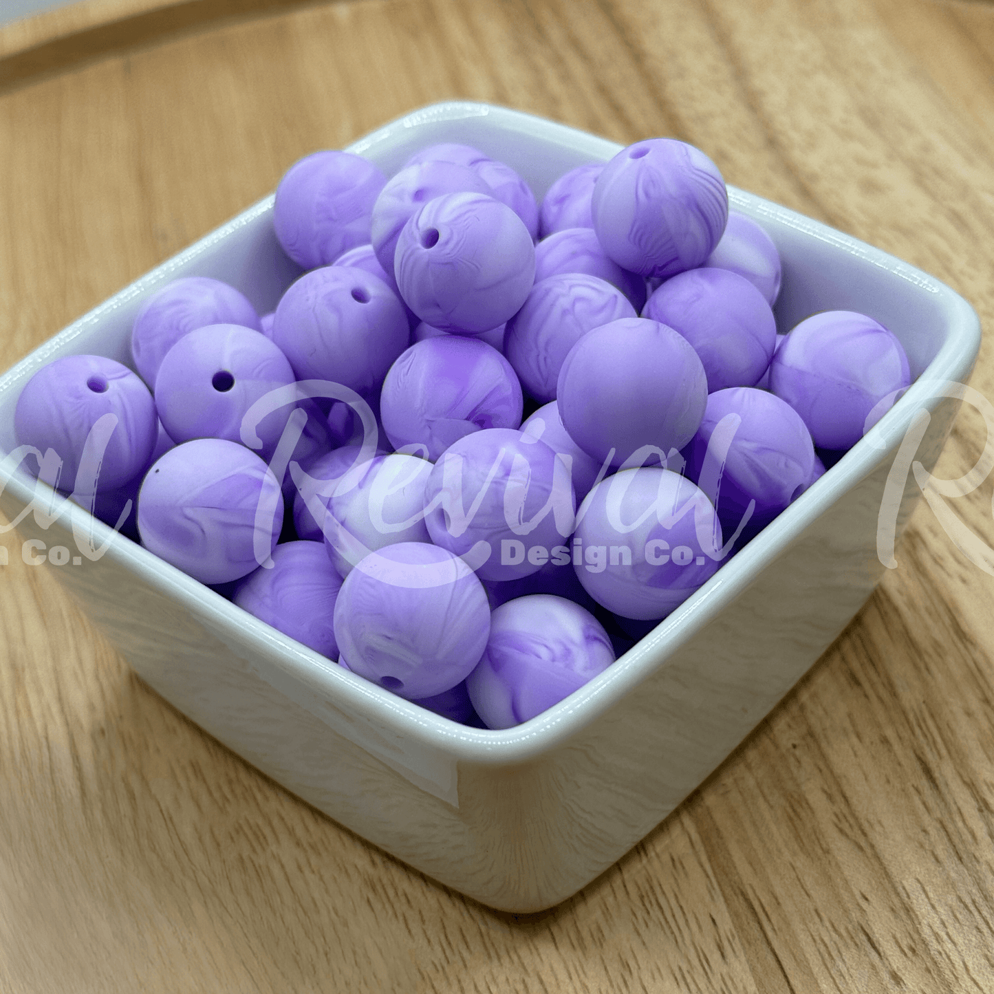 15mm Swirl Silicone Bead - Lavender Fields