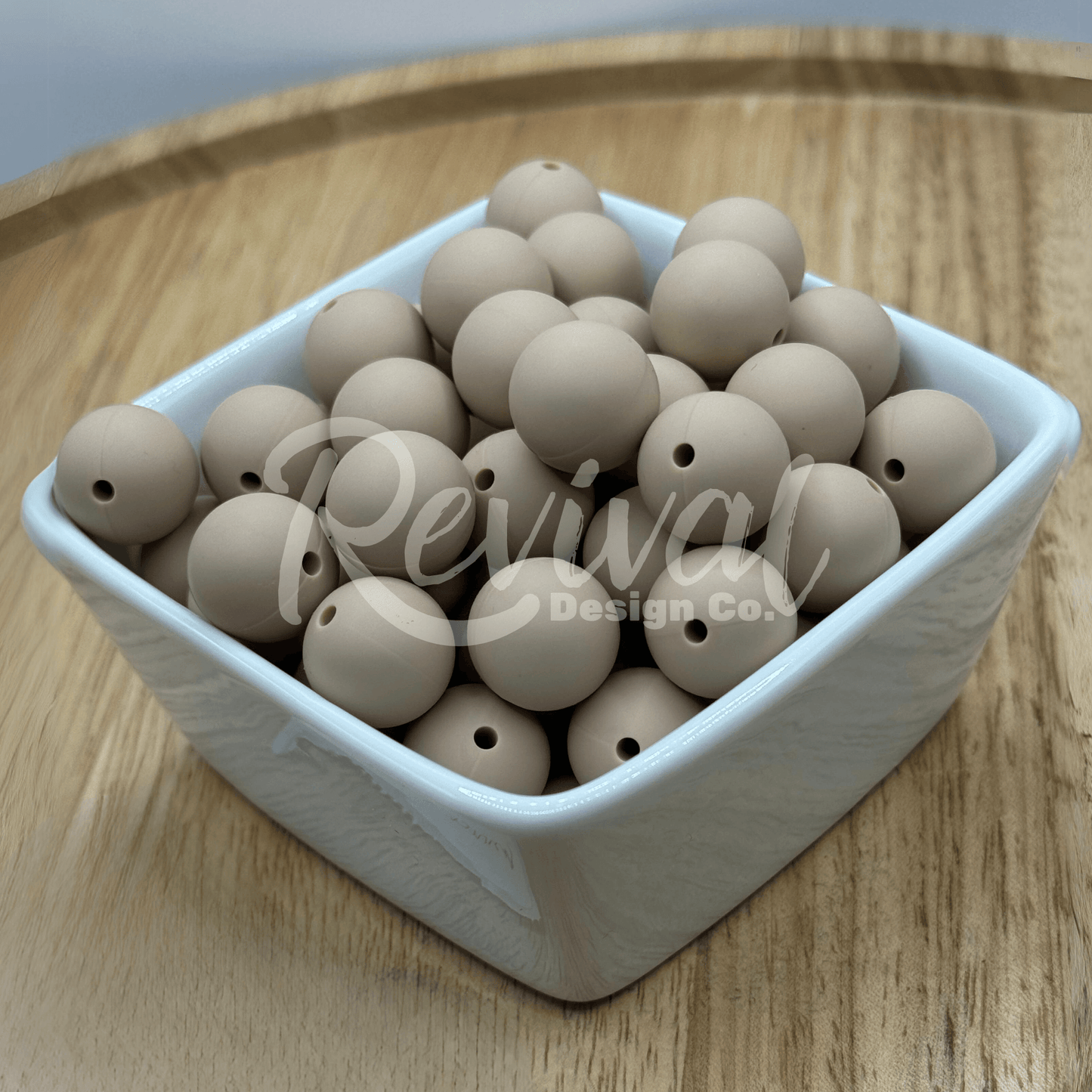 15mm Solid Color Silicone Bead - Light Brown