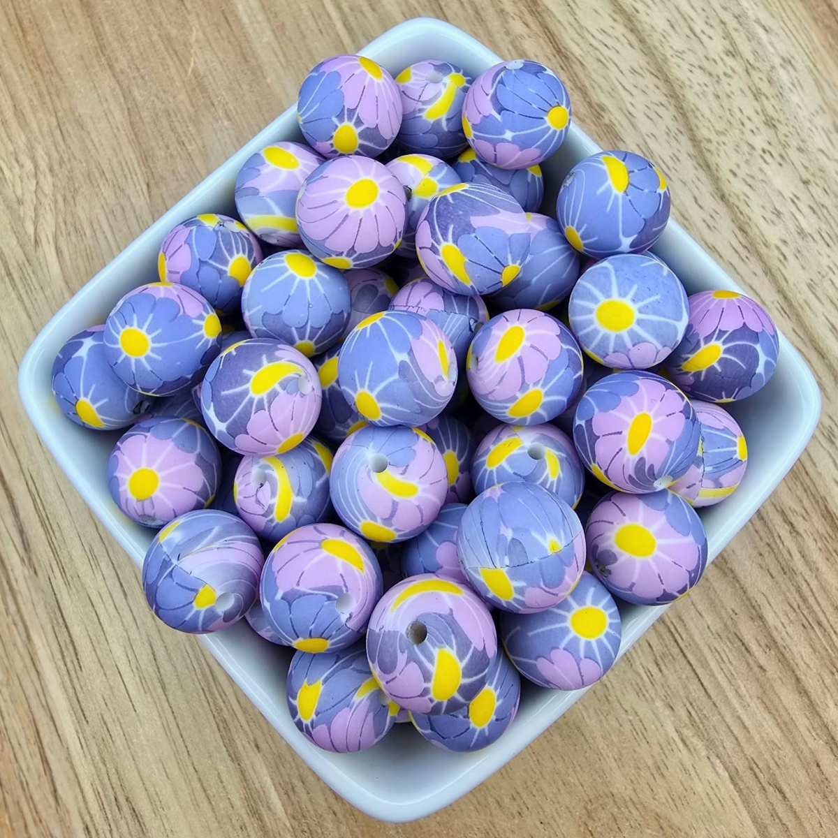 LIMITED EDITION 15mm Patterned Silicone Bead - Violet Visions