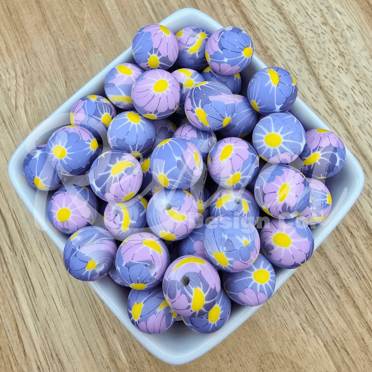 LIMITED EDITION 15mm Patterned Silicone Bead - Violet Visions