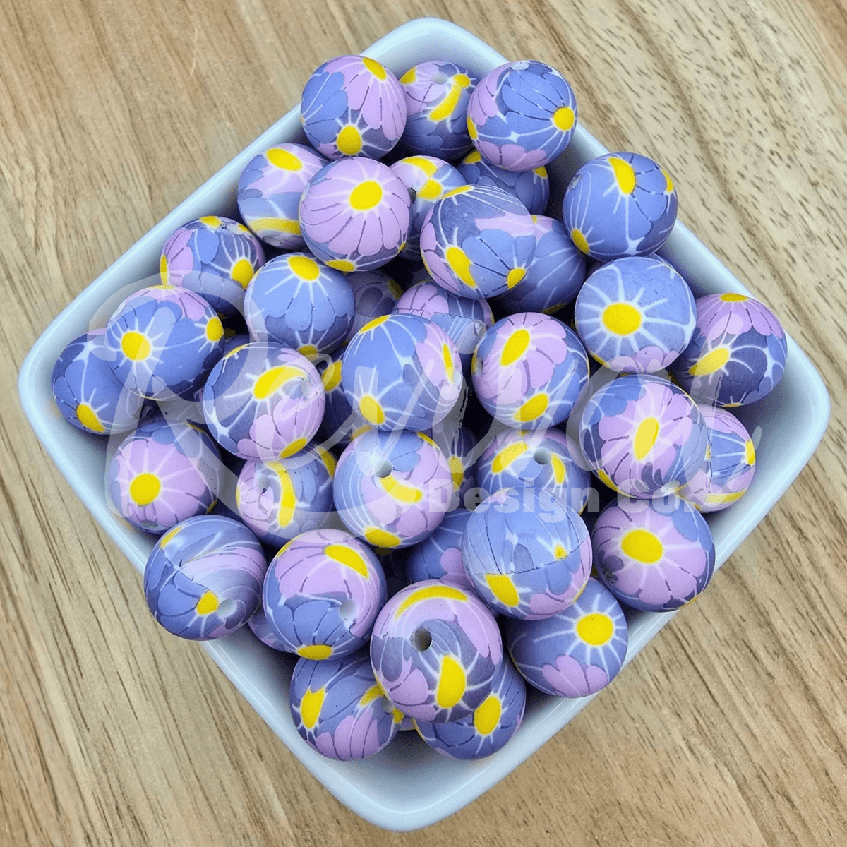**DISCONTINUING** 15mm Patterned Silicone Bead - Violet Visions