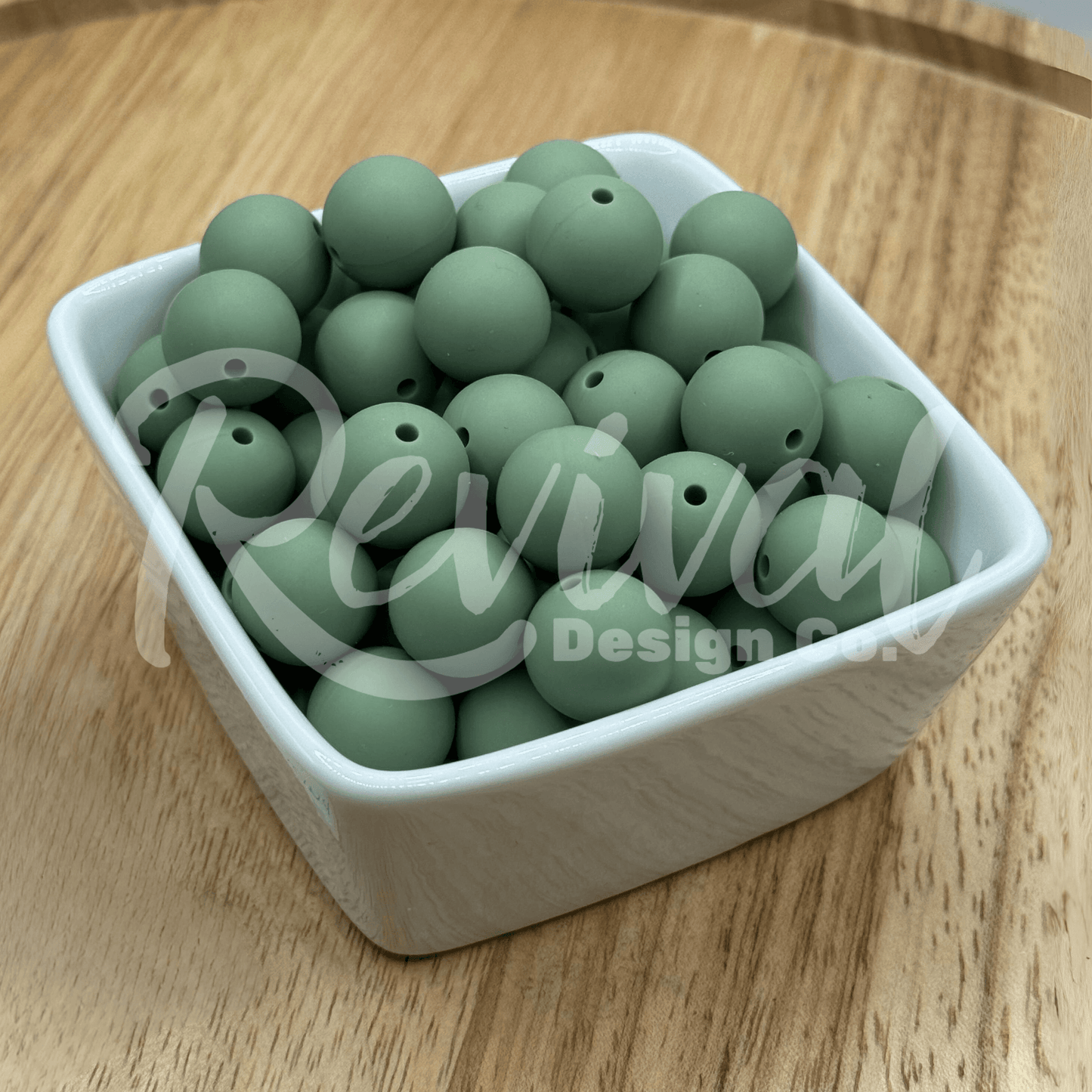 15mm Solid Color Silicone Bead - Woodland Green