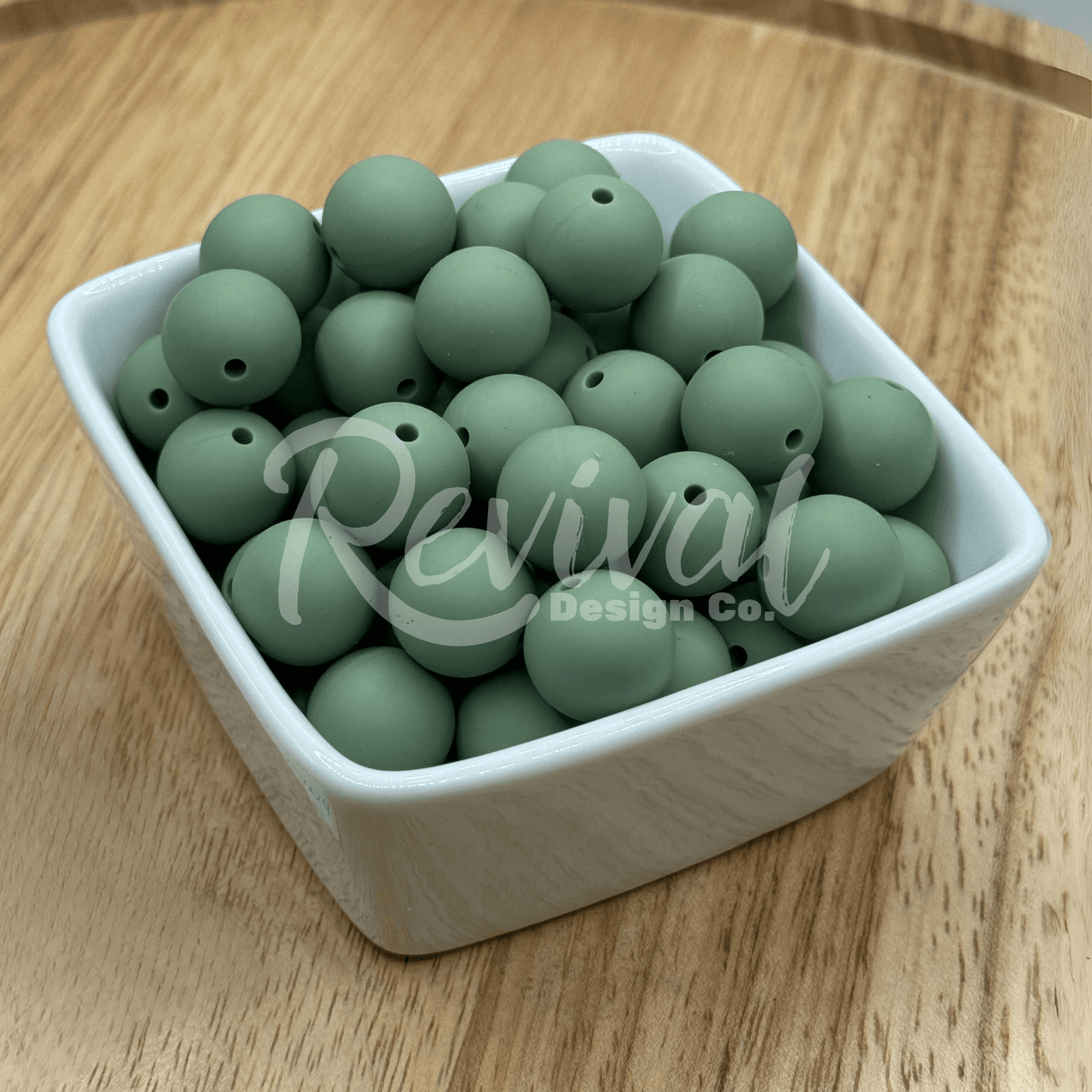 15mm Solid Color Silicone Bead - Woodland Green