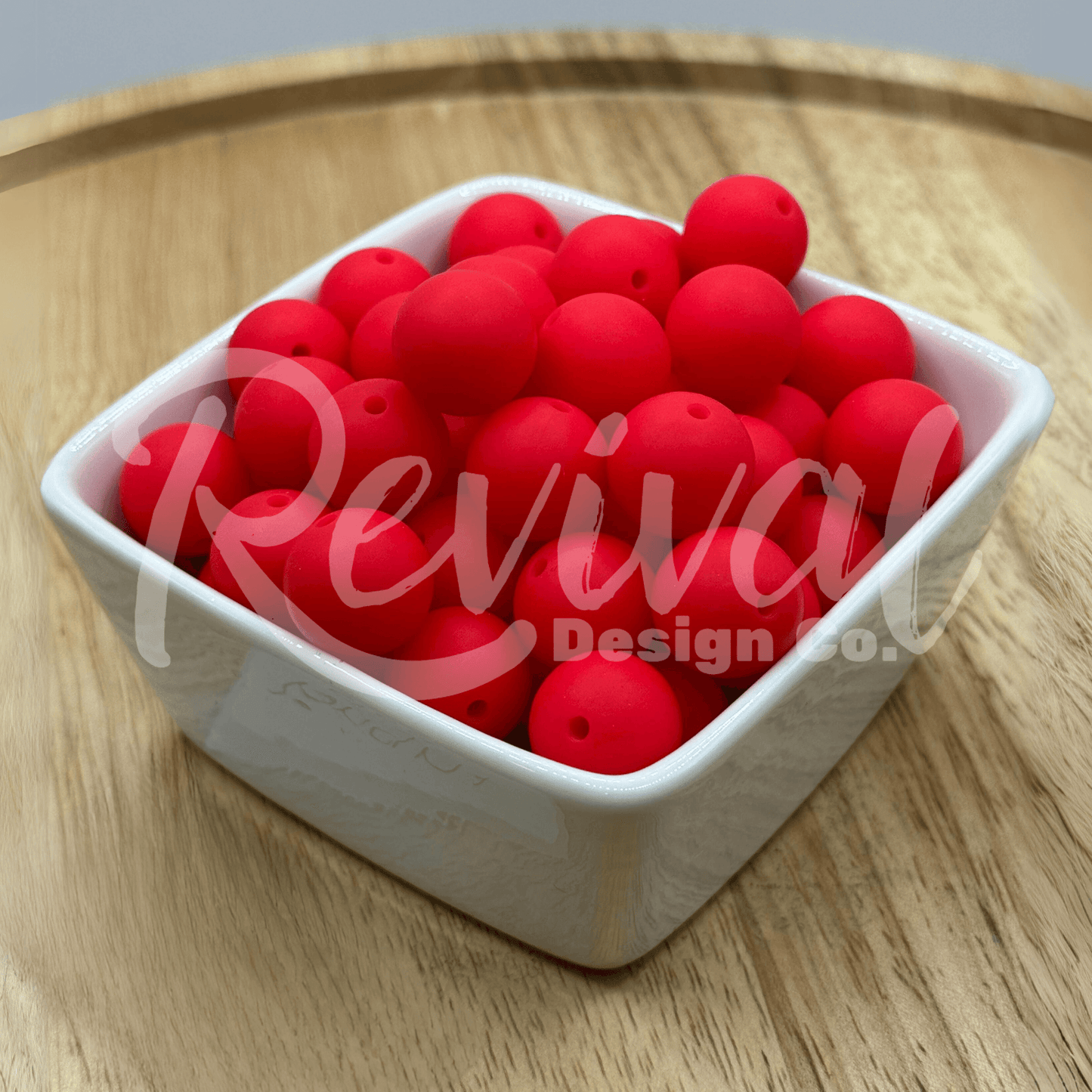 15mm Solid Color Silicone Bead - Bright Red