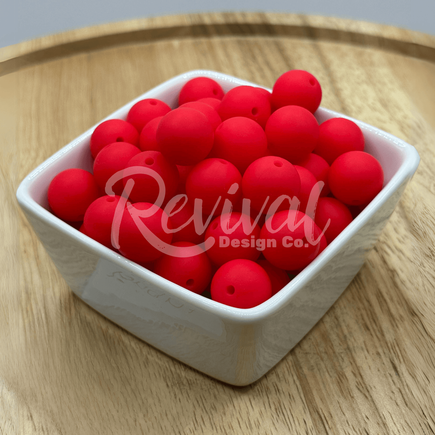 15mm Solid Color Silicone Bead - Bright Red