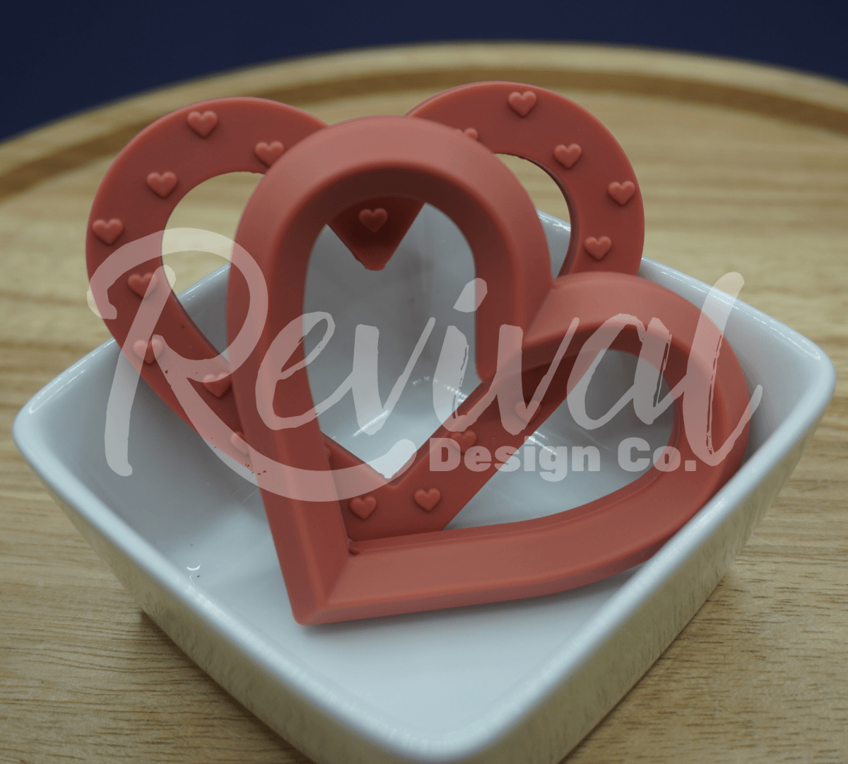 Burgundy Rose - 80mm Silicone Heart Ring/Teether