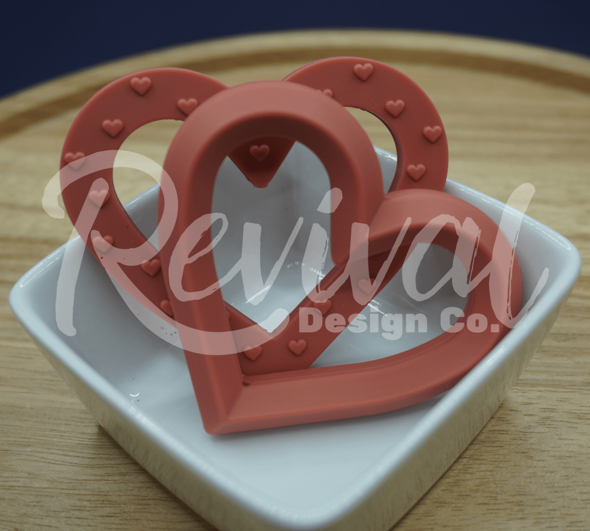 Burgundy Rose - 80mm Silicone Heart Ring/Teether