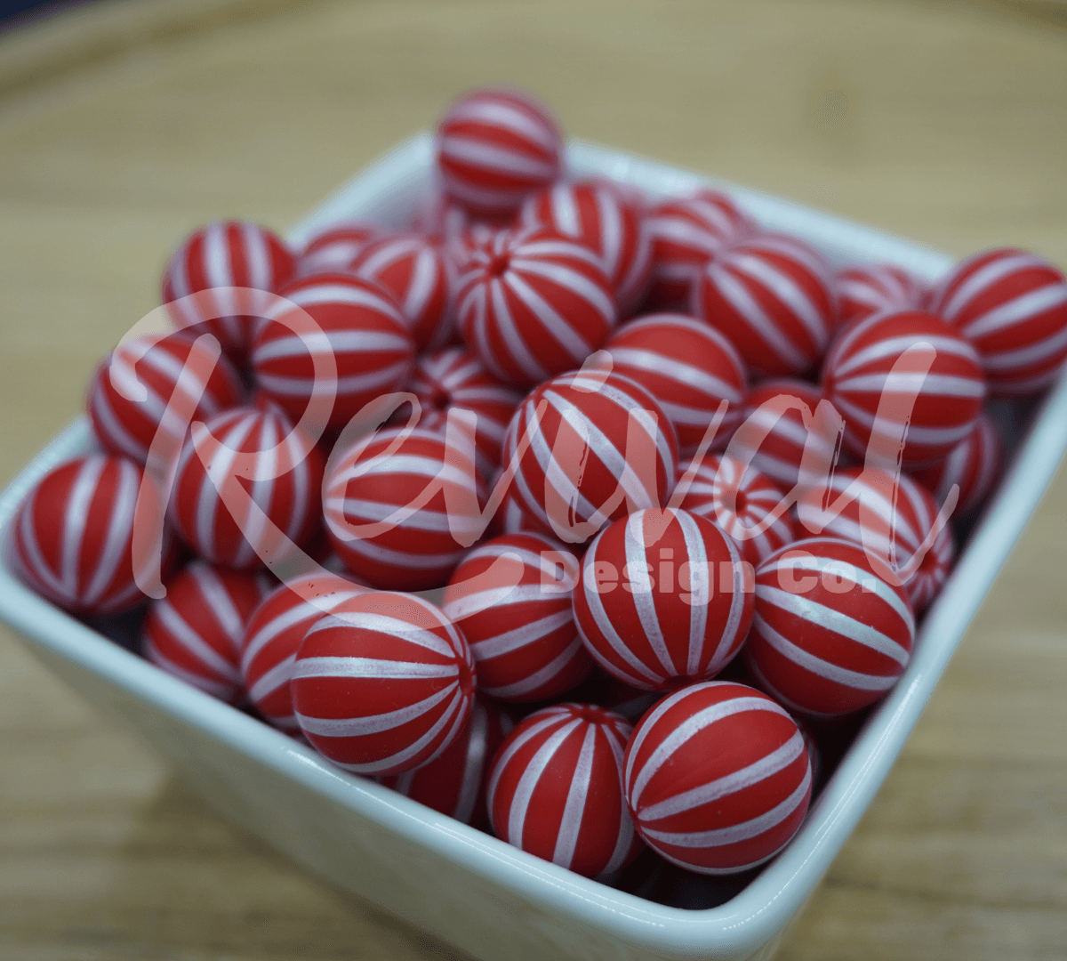 15mm Patterned Silicone Bead - Candied Ribbon