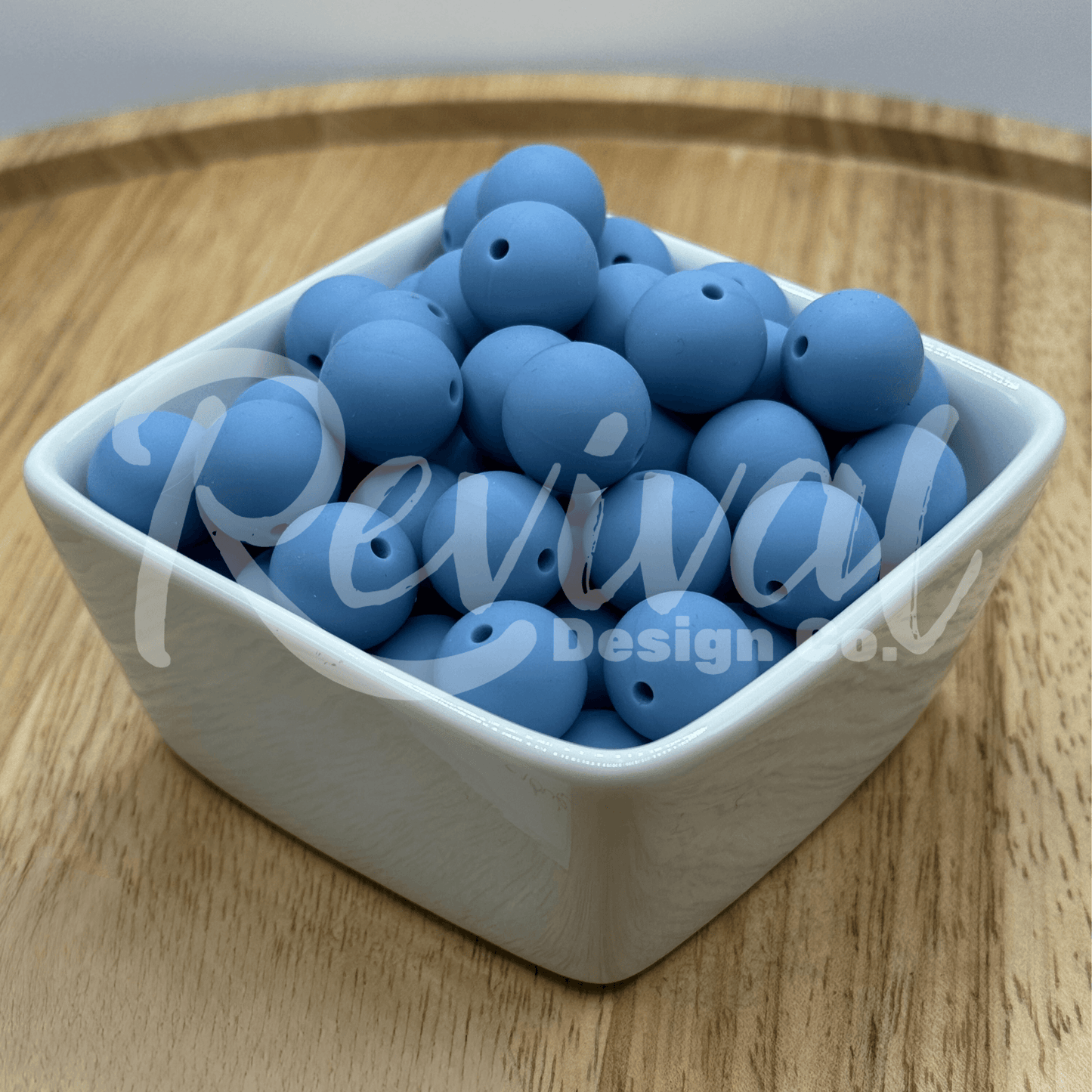 15mm Solid Color Silicone Bead - Cornflower