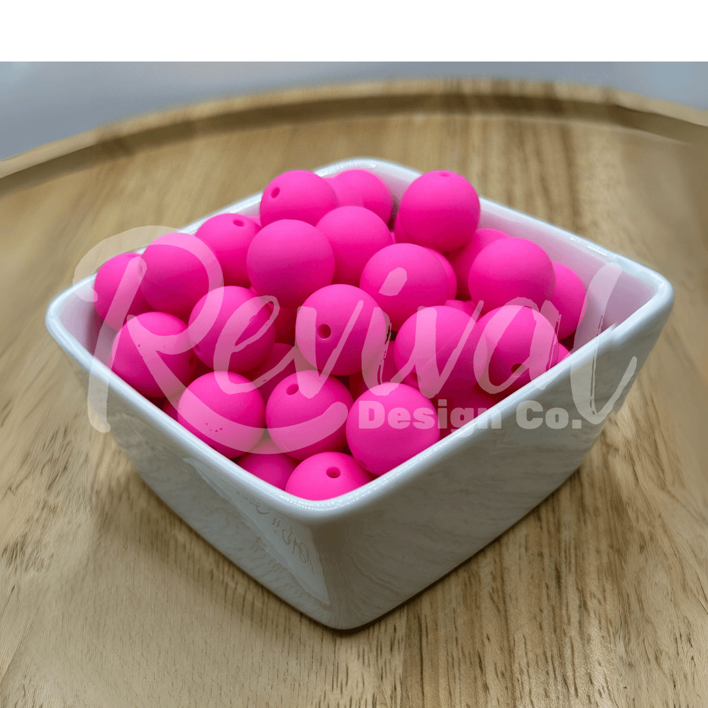 15mm Solid Color Silicone Bead - Highlighter Pink