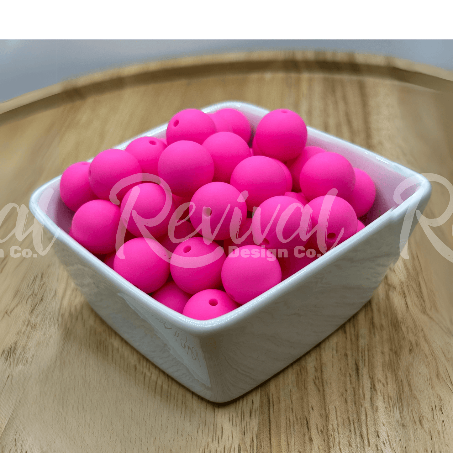 15mm Solid Color Silicone Bead - Highlighter Pink
