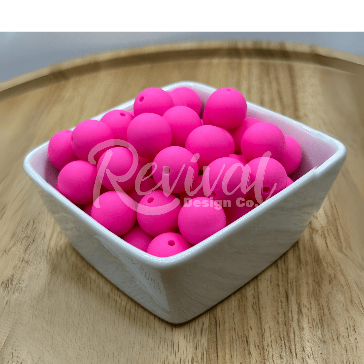 15mm Solid Color Silicone Bead - Highlighter Pink