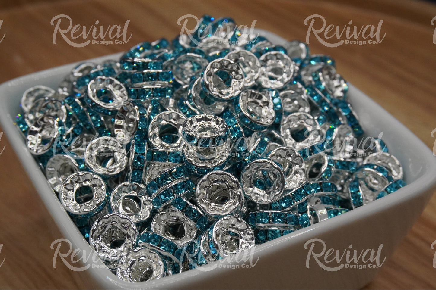 LARGE HOLE 10mm Rhinestone Spacers - Lake