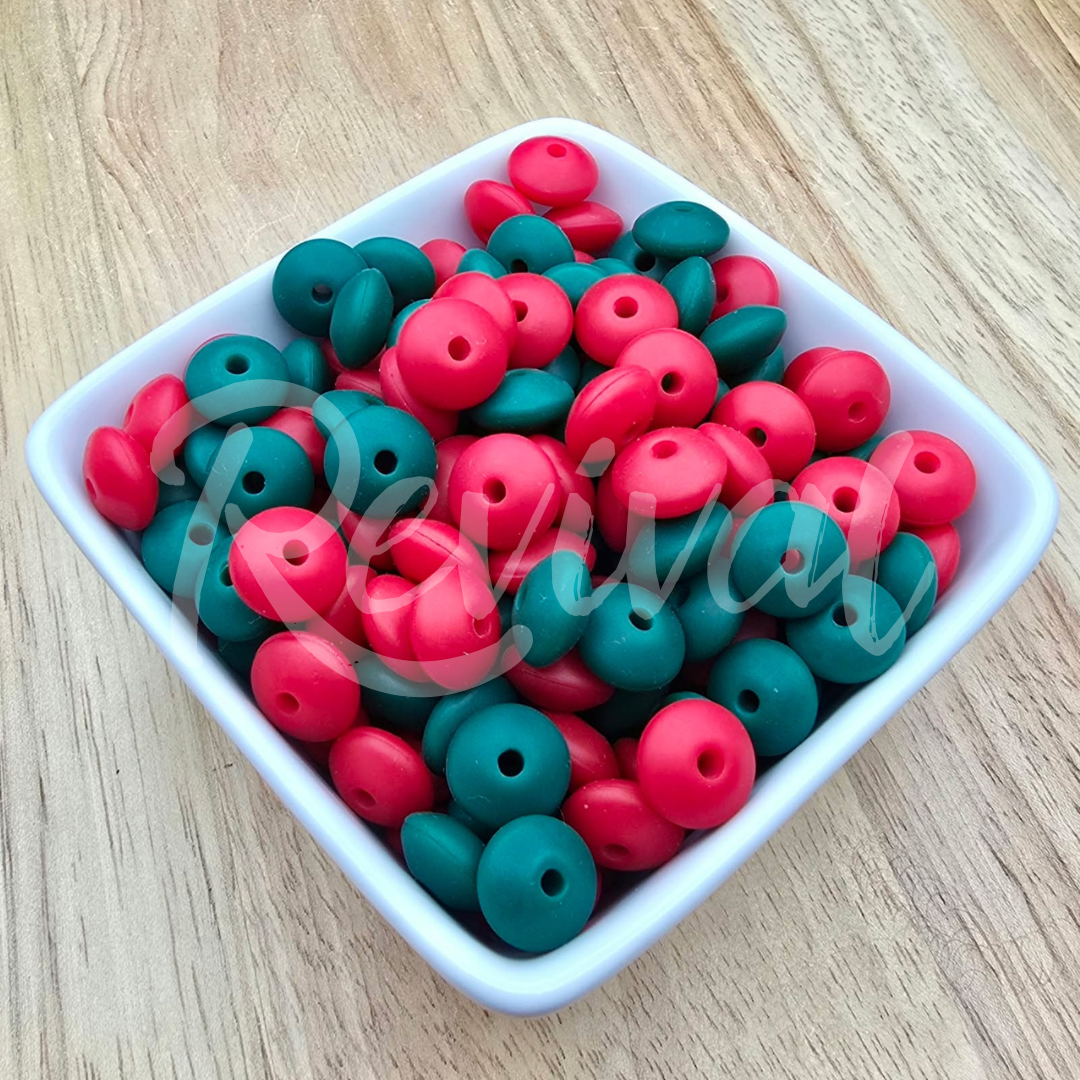 Silicone Lentil Spacers - Mistletoe Mix - Pack of 50